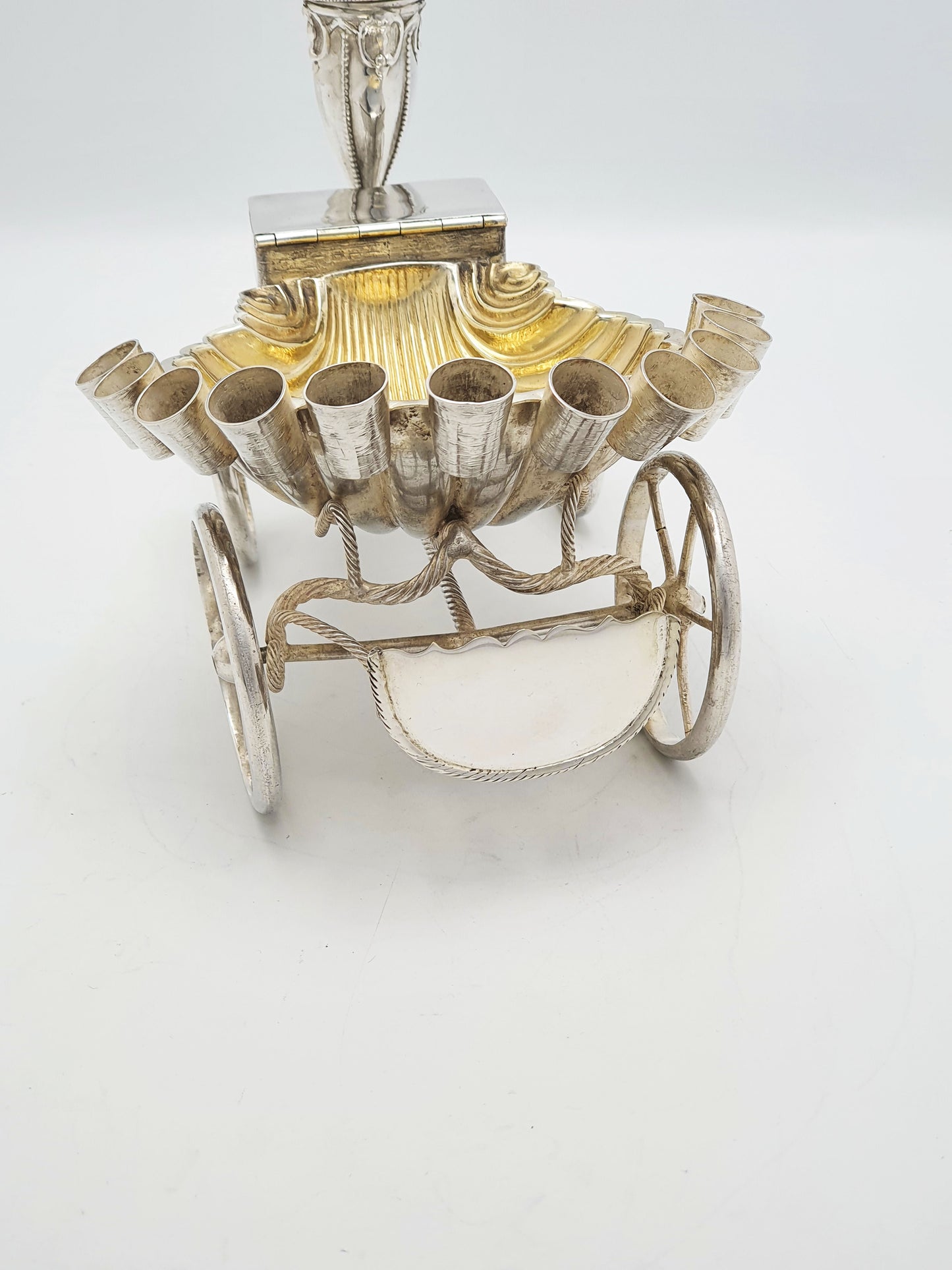 Unusual Antique Victorian Cigar Trolley With Gilt Shell Ashtray – circa 1860