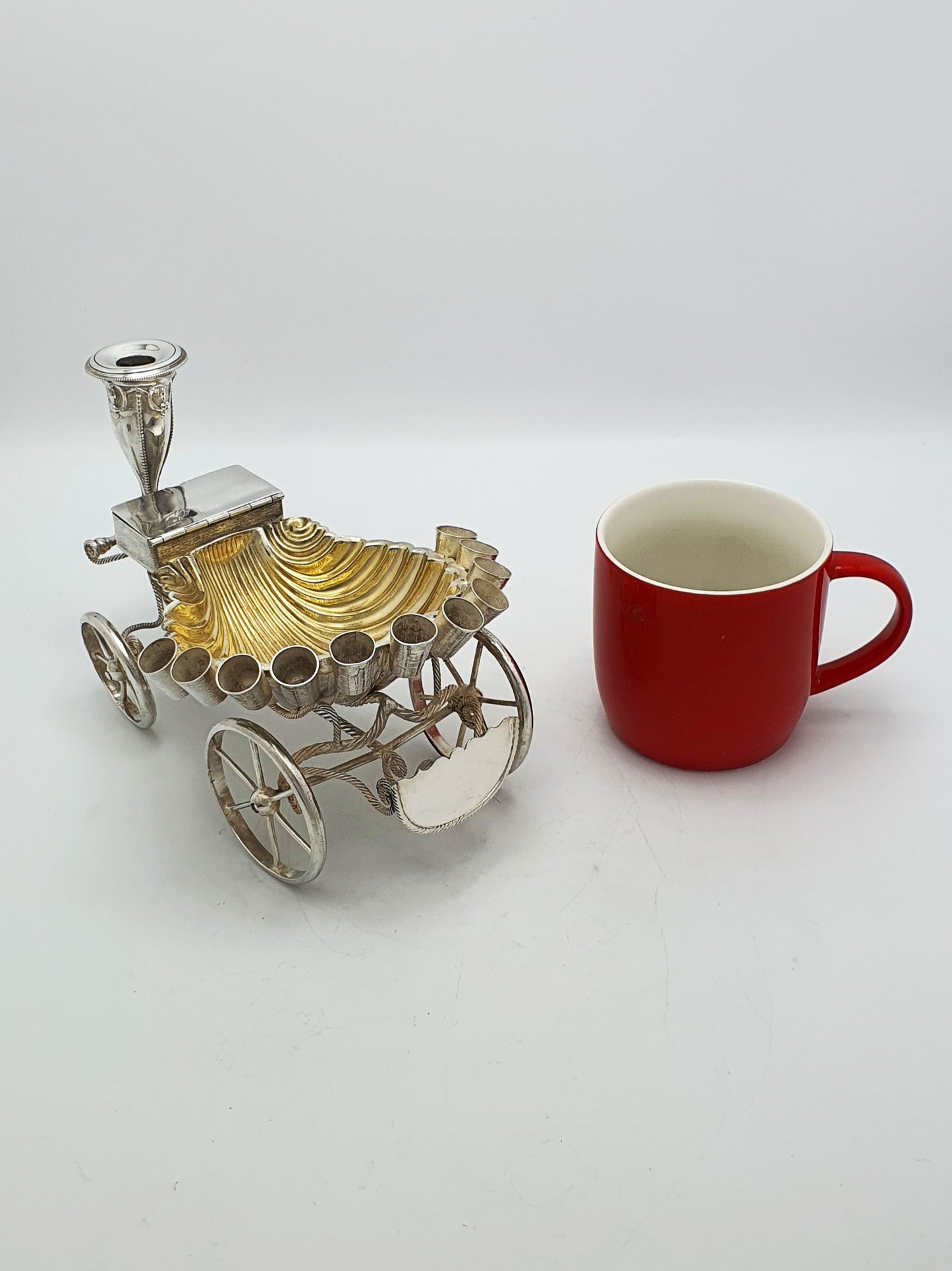 Unusual Antique Victorian Cigar Trolley With Gilt Shell Ashtray – circa 1860