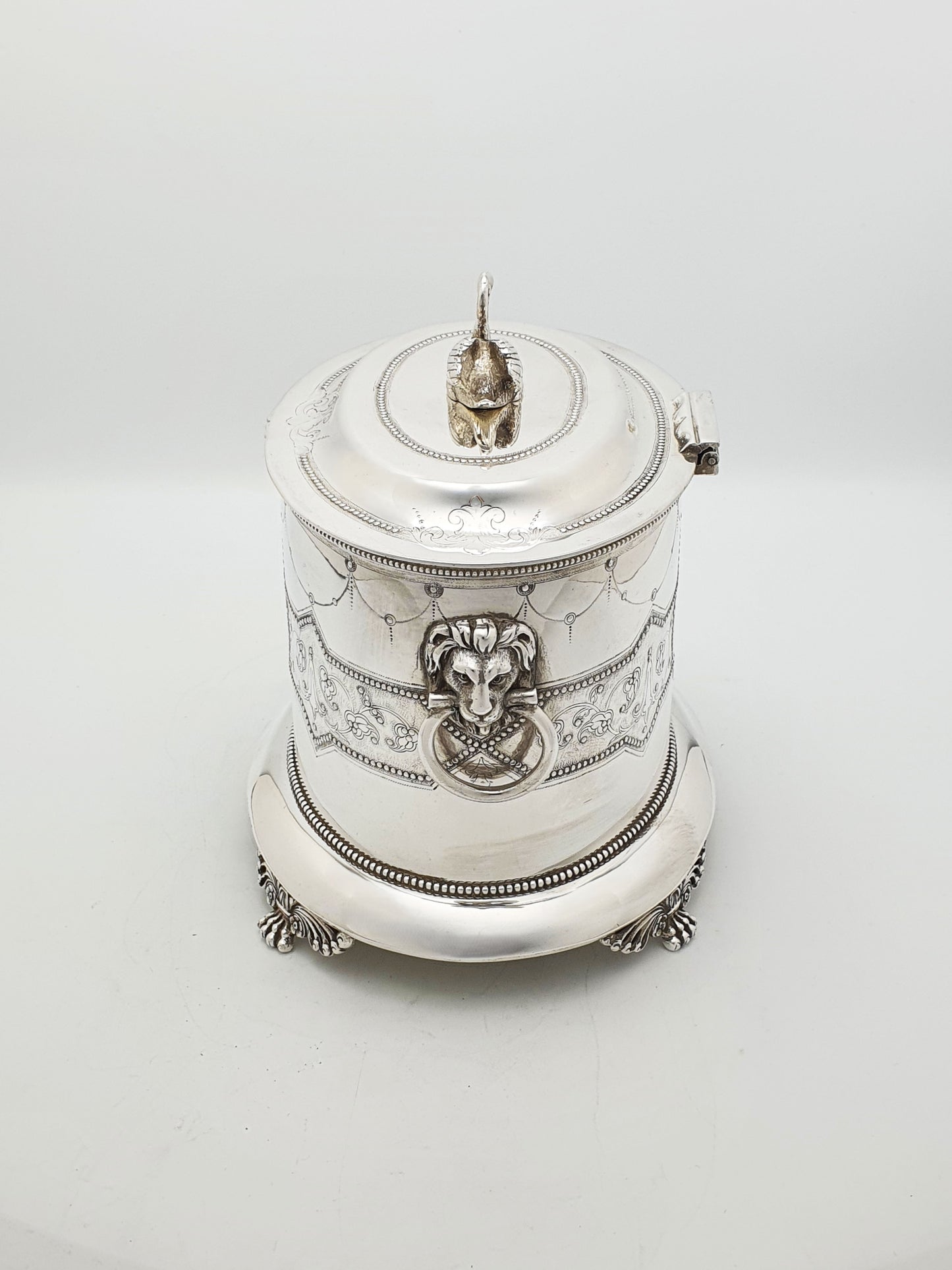 Splendid Antique Victorian Swan Finial Biscuit Barrel – circa 1880