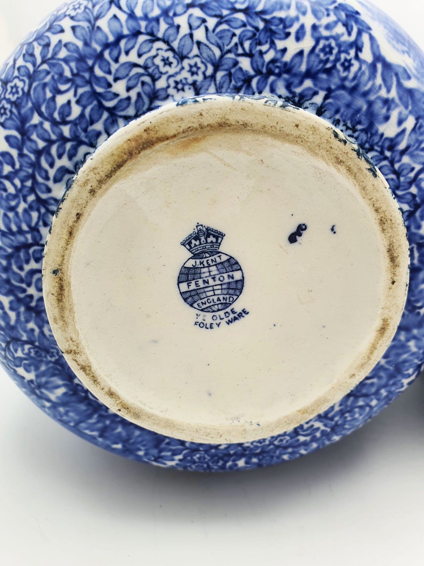 Lovely Large Pair of J. Kent Fenton Blue & White Transferware Vase – circa 1920