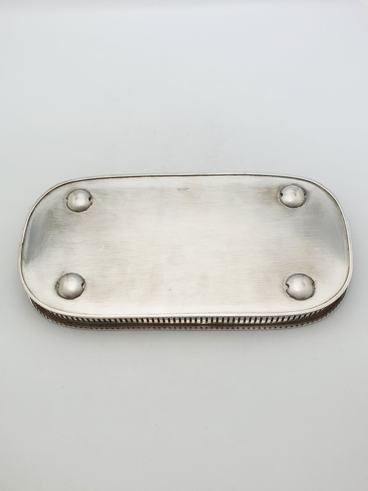 Vintage Silver Plated Oblong Drinks Tray With Engraved Scrollwork – circa 1960