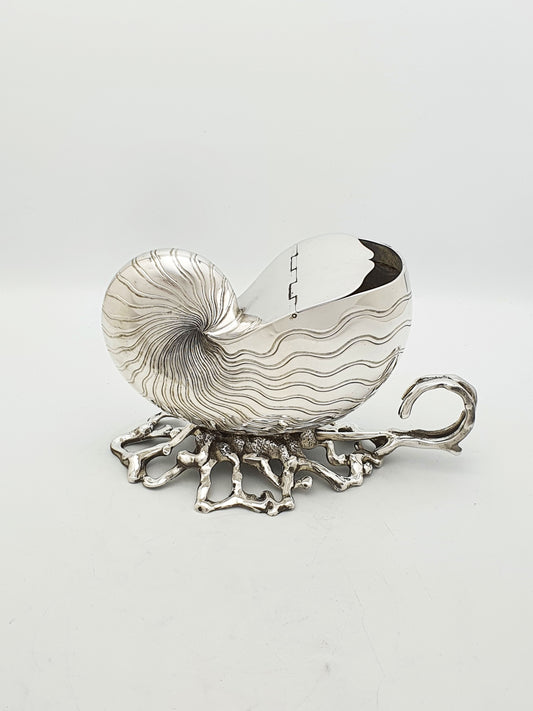 Gorgeous Antique Silver Plated Nautilus Shell Spoon Warmer – circa 1860