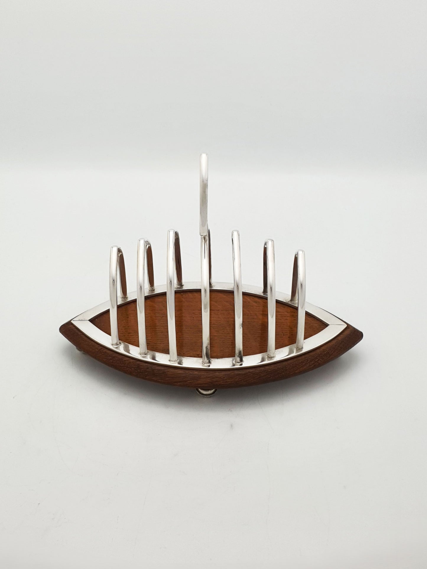 Lovely Antique Edwardian Silver Plated and Oak Toast Rack – circa  1905