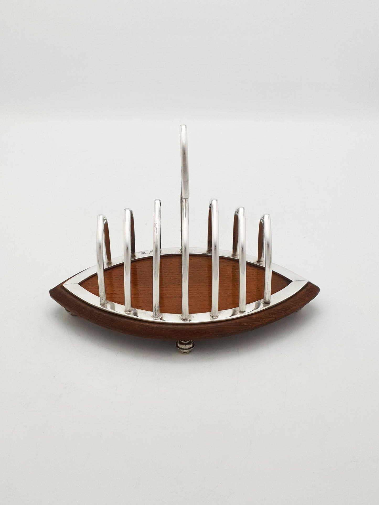 Lovely Antique Edwardian Silver Plated and Oak Toast Rack – circa  1905