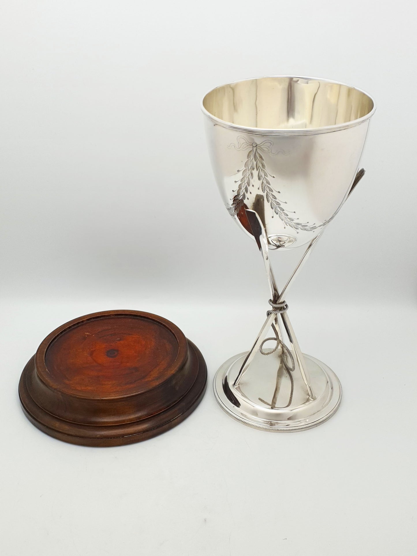 Antique Edwardian Silver Plated Rowing Trophy Cup with Oar Decoration – circa 1905