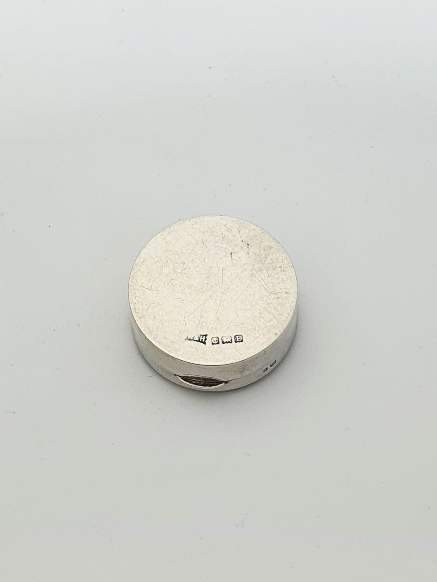 Art Deco Sterling Silver Pill Box with Engine Turned Top - 1929