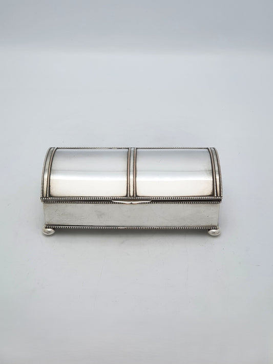 Antique Edwardian Silver Plated Double Inkstand With Cut Glass Inkwells – circa 1905