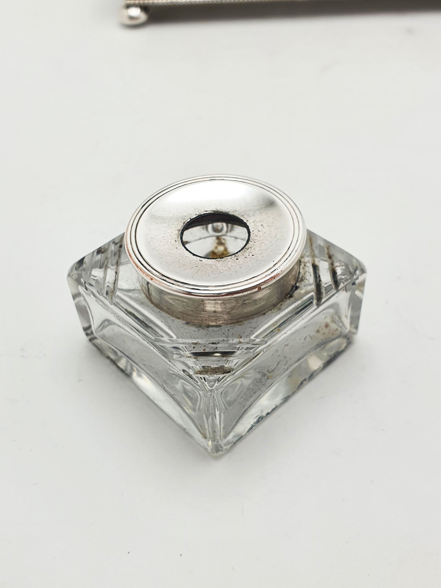 Antique Edwardian Silver Plated Double Inkstand With Cut Glass Inkwells – circa 1905
