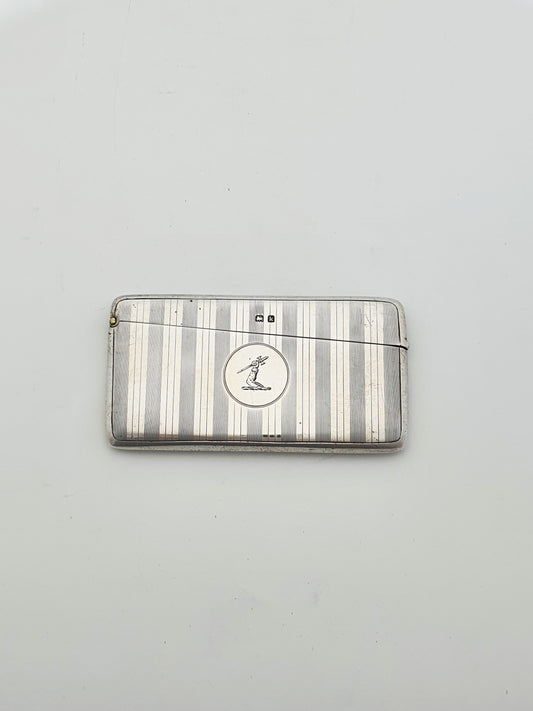 Handsome Antique Edwardian Sterling Silver Gilt Lined Card Box - 1909