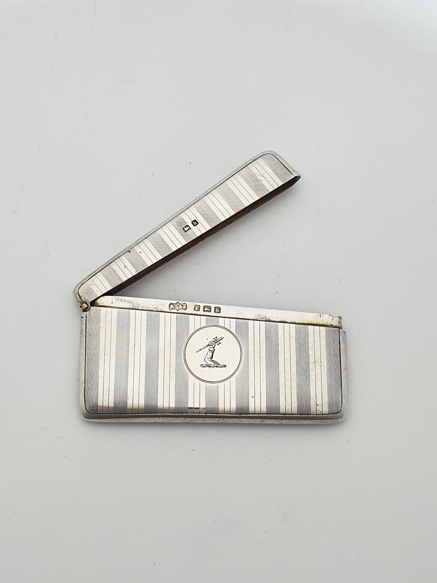 Handsome Antique Edwardian Sterling Silver Gilt Lined Card Box - 1909