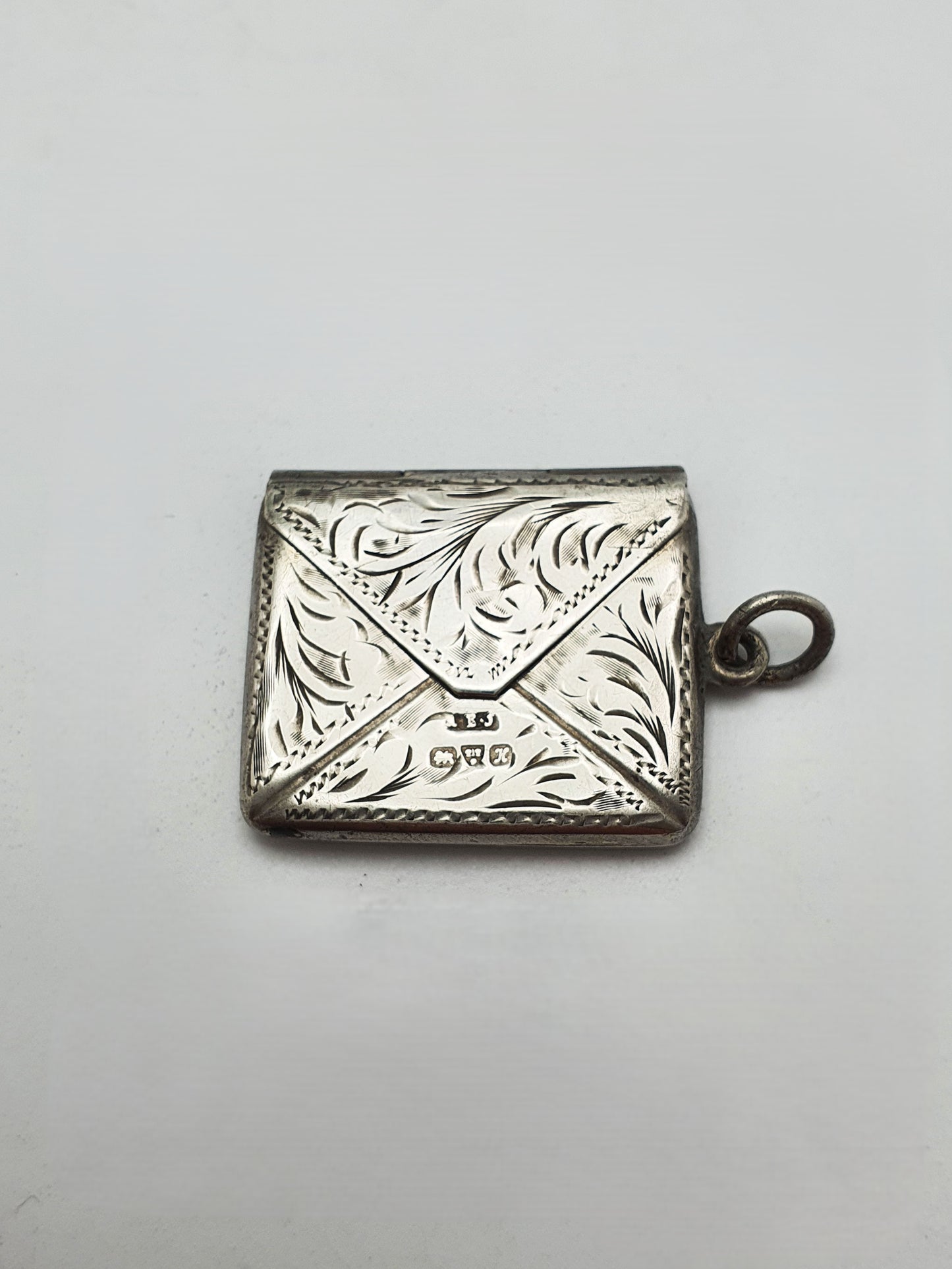 Antique Edwardian Sterling Silver Engraved Stamp Case - 1910