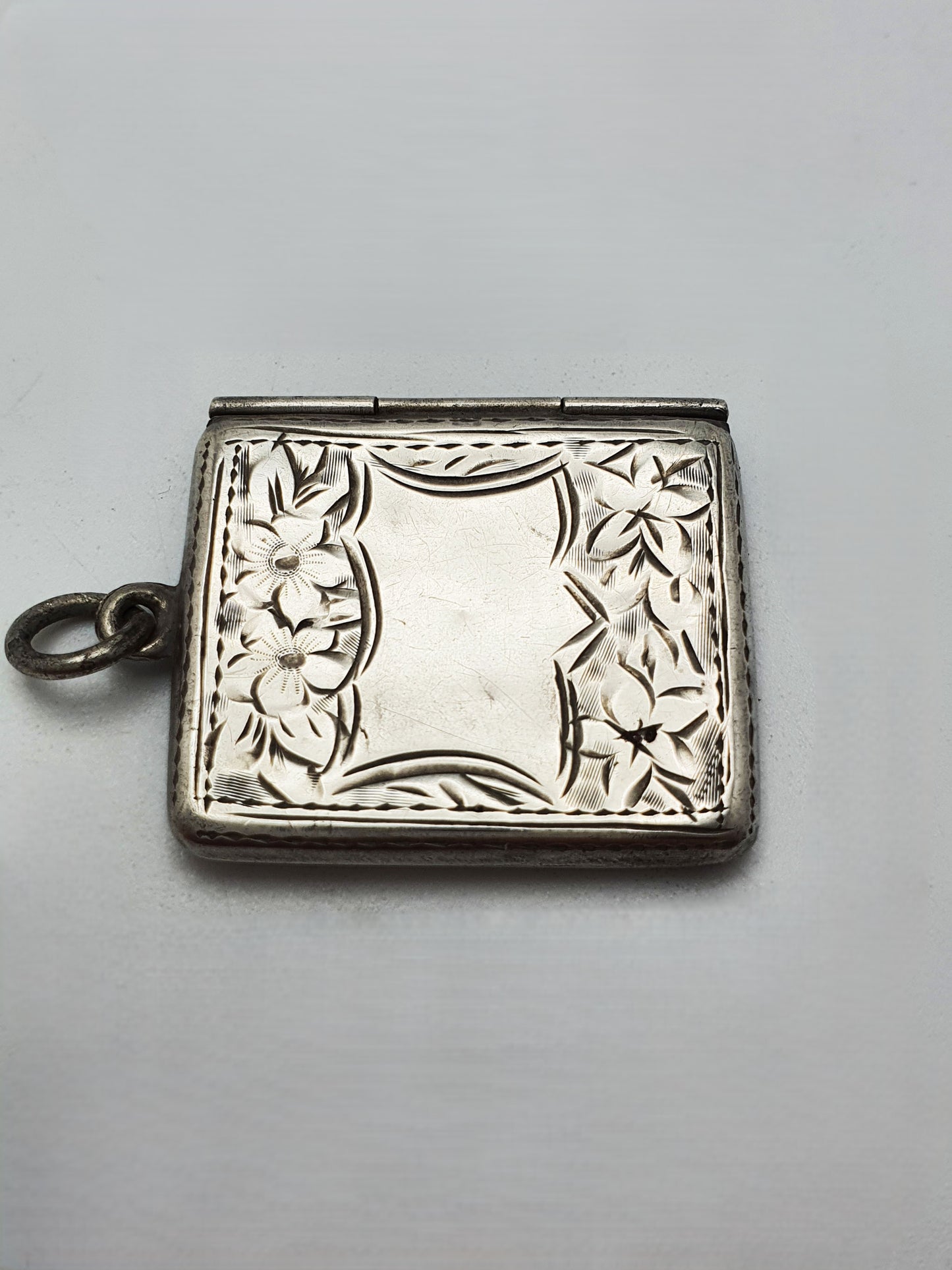Antique Edwardian Sterling Silver Engraved Stamp Case - 1910