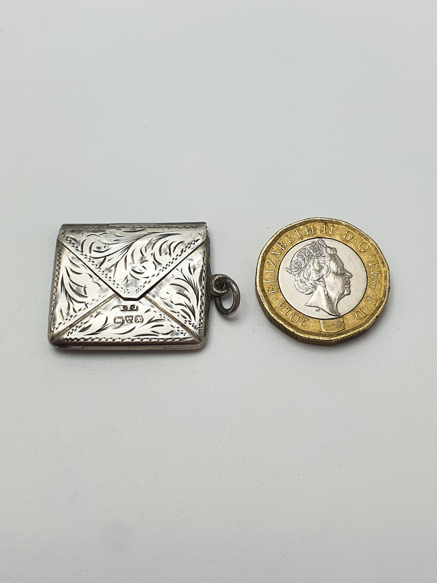 Antique Edwardian Sterling Silver Engraved Stamp Case - 1910