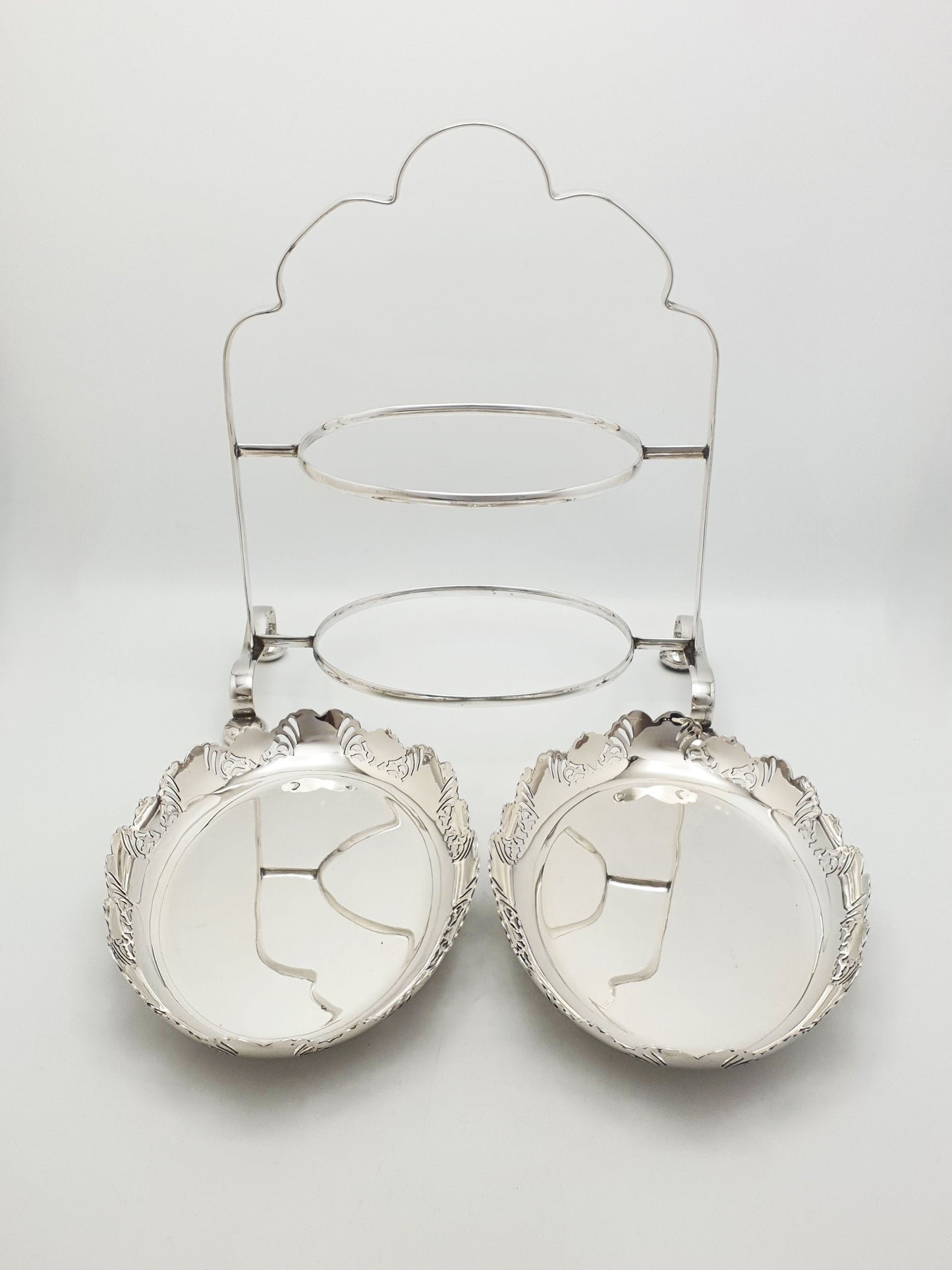 Stunning Antique Two Tier Serving Stand With Removable Oval Dishes – circa 1905
