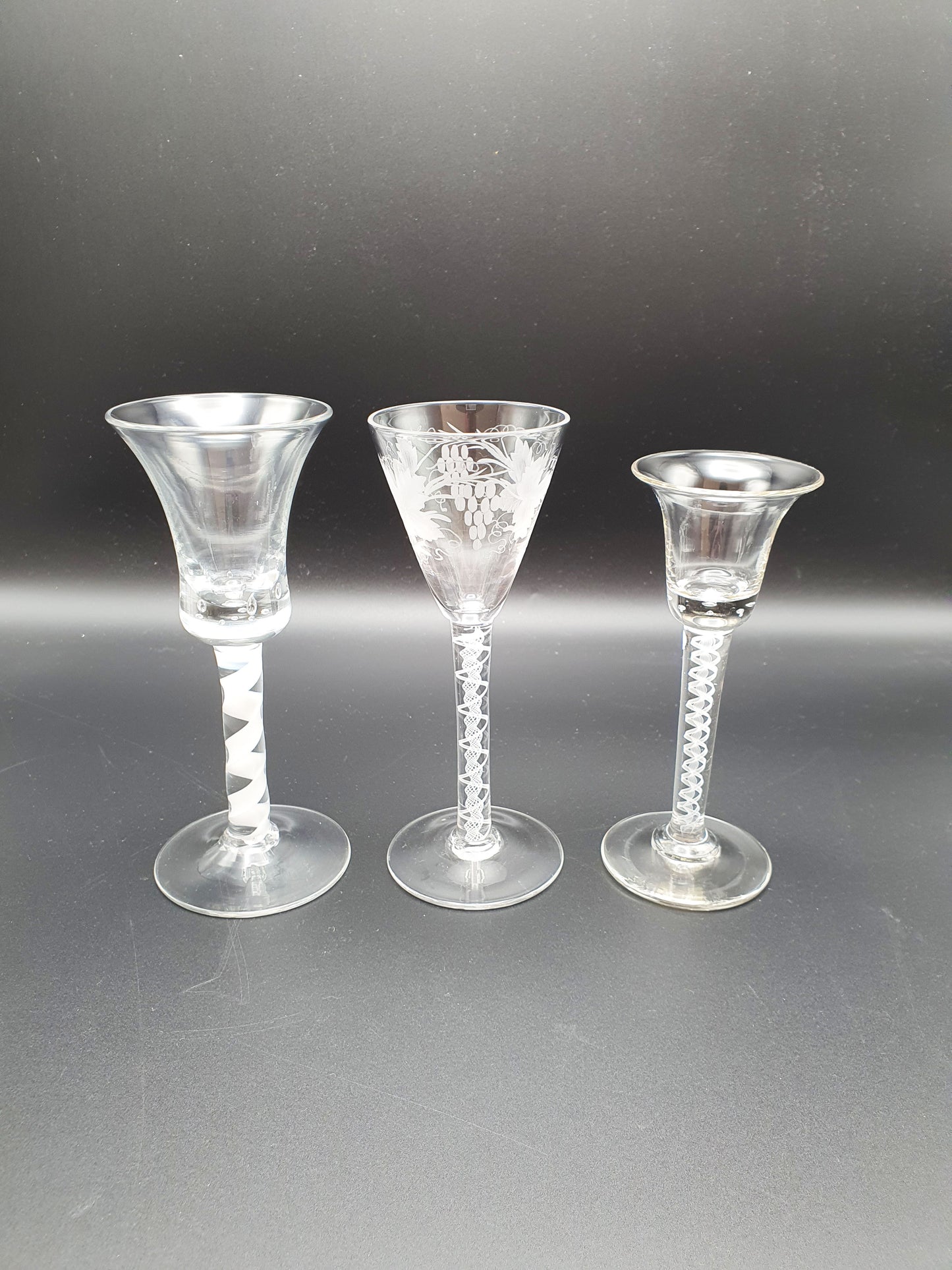 Lovely Set of Three Individual Vintage 18th Century Style Glasses – circa 1960