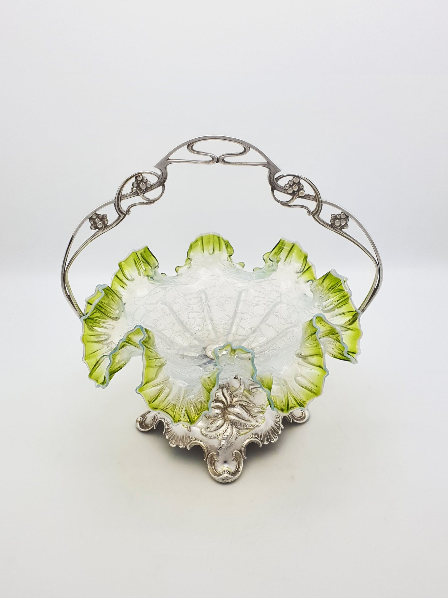 Art Nouveau WMF Silver Plated Centrepiece With Green Vaseline Glass – circa 1900