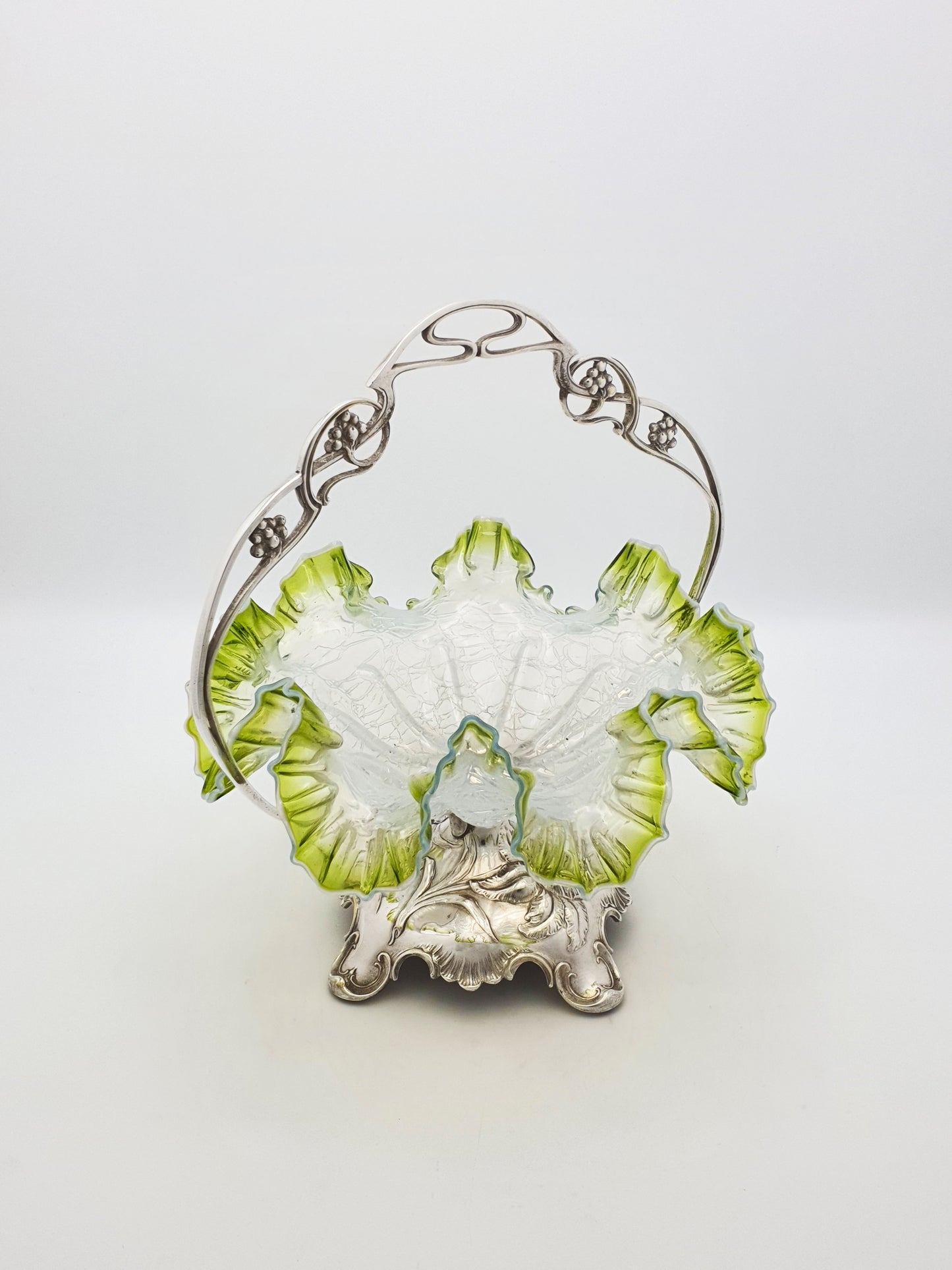 Art Nouveau WMF Silver Plated Centrepiece With Green Vaseline Glass – circa 1900