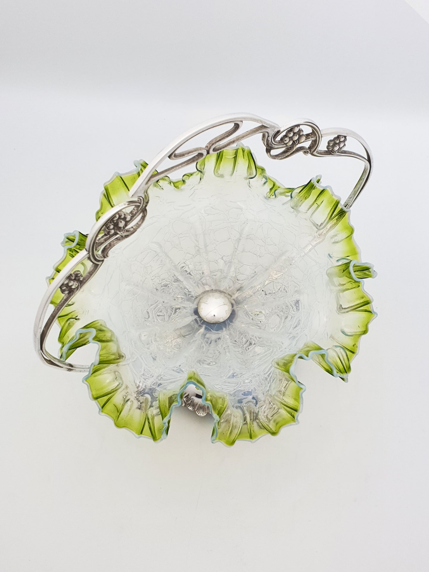 Art Nouveau WMF Silver Plated Centrepiece With Green Vaseline Glass – circa 1900