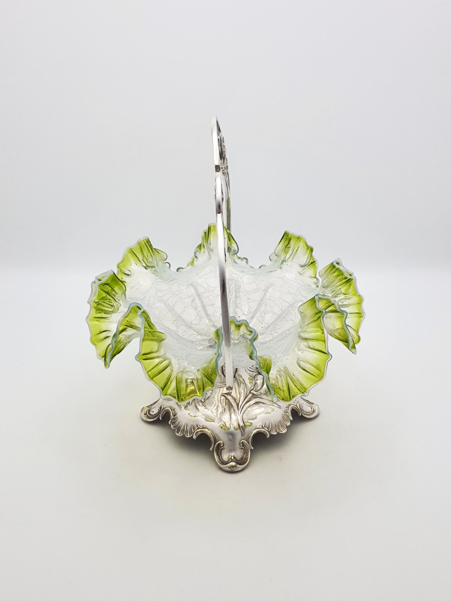 Art Nouveau WMF Silver Plated Centrepiece With Green Vaseline Glass – circa 1900