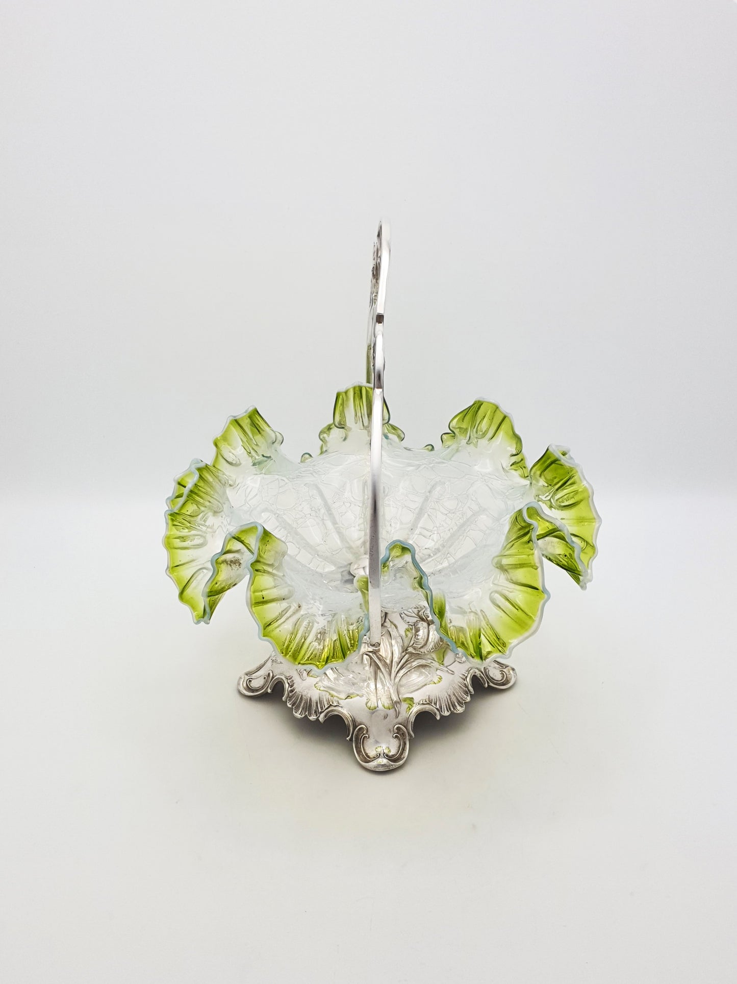 Art Nouveau WMF Silver Plated Centrepiece With Green Vaseline Glass – circa 1900