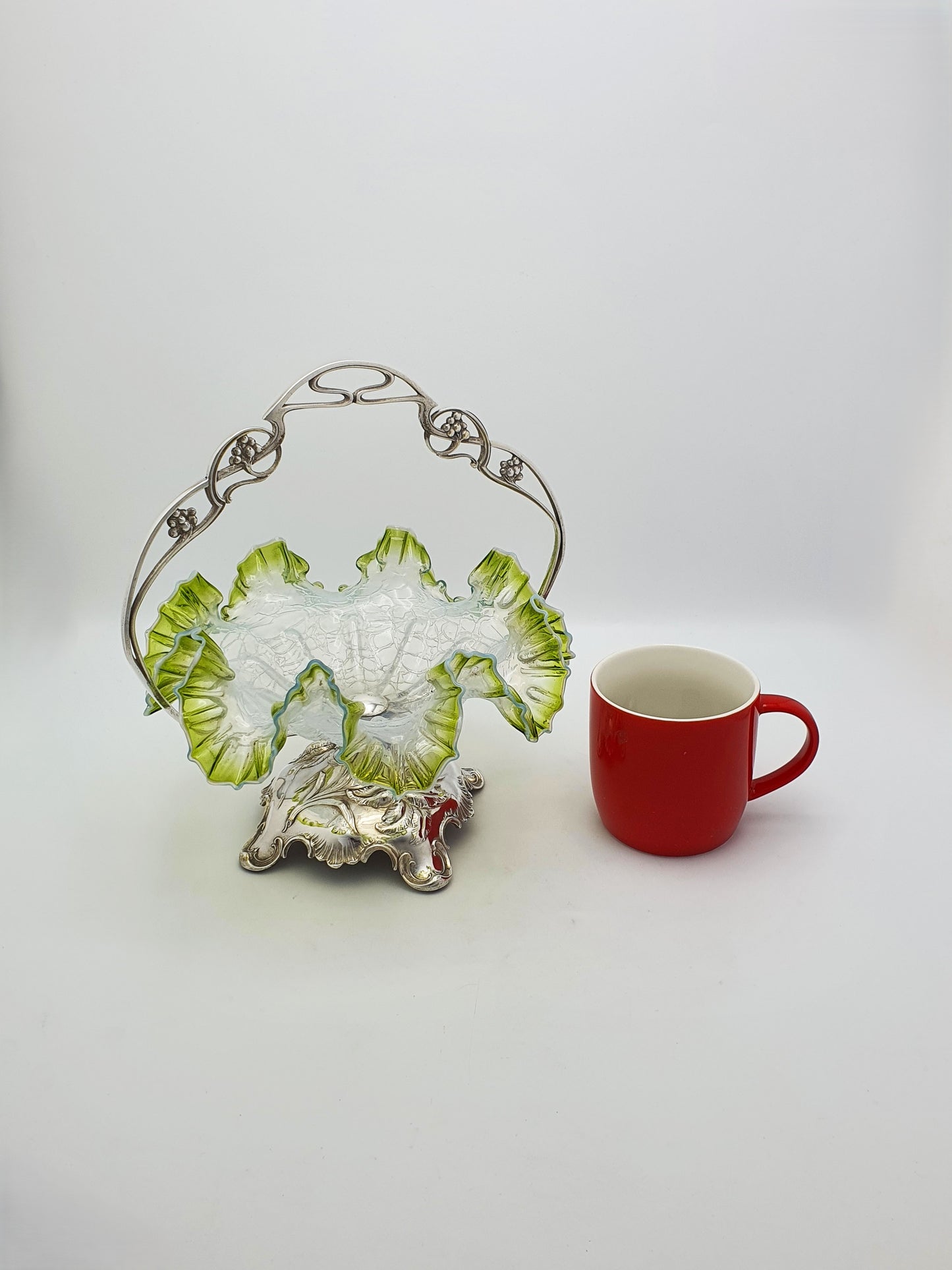 Art Nouveau WMF Silver Plated Centrepiece With Green Vaseline Glass – circa 1900