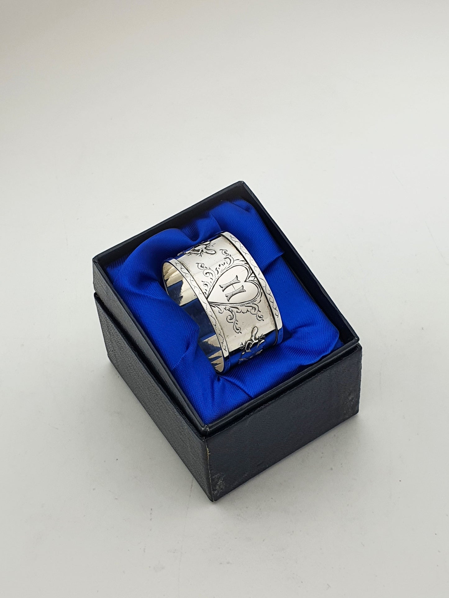 Gorgeous Antique Victorian Sterling Silver Love Token Napkin Ring - 1893