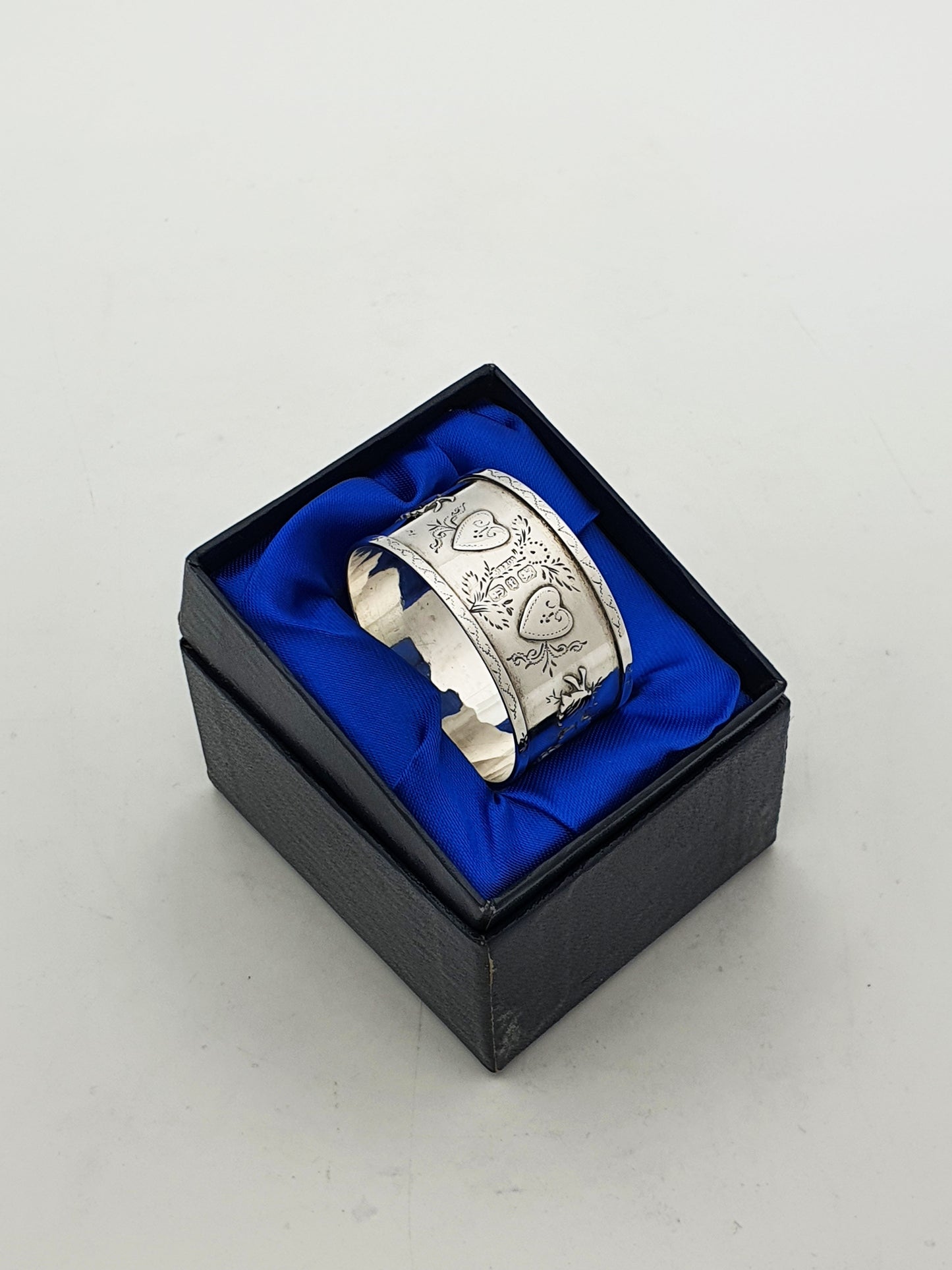 Gorgeous Antique Victorian Sterling Silver Love Token Napkin Ring - 1893
