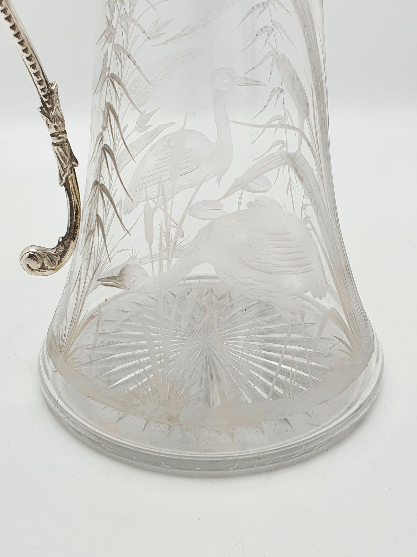 Splendid Grand Tour Etched Glass Claret Jug With Helmet Finial – circa 1870