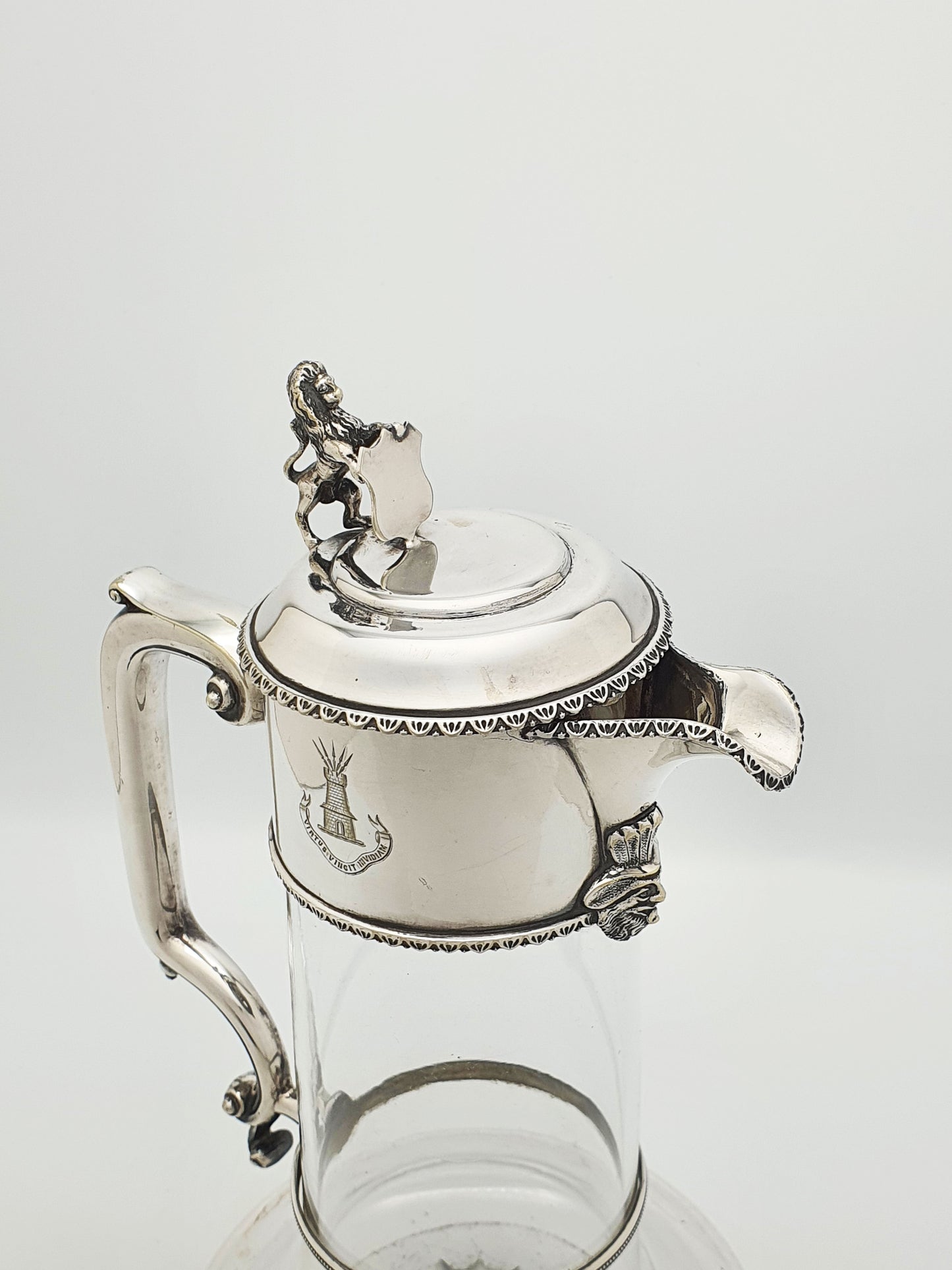 Fabulous Antique Victorian Silver Plated Claret Jug With Lion Finial – circa 1880