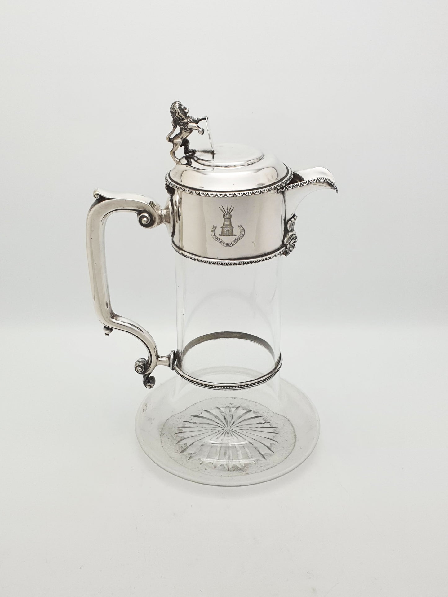 Fabulous Antique Victorian Silver Plated Claret Jug With Lion Finial – circa 1880