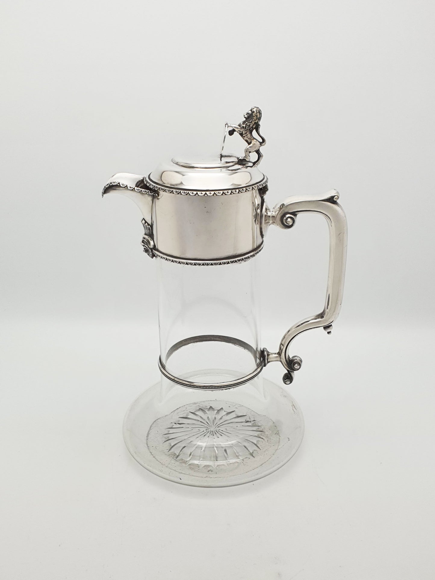 Fabulous Antique Victorian Silver Plated Claret Jug With Lion Finial – circa 1880