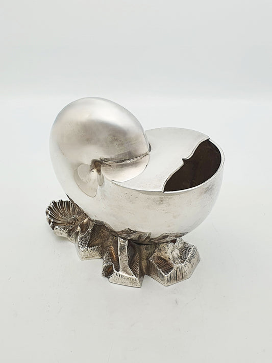 Antique Victorian Silver Plated Nautilus Shell Spoon Warmer - circa 1890