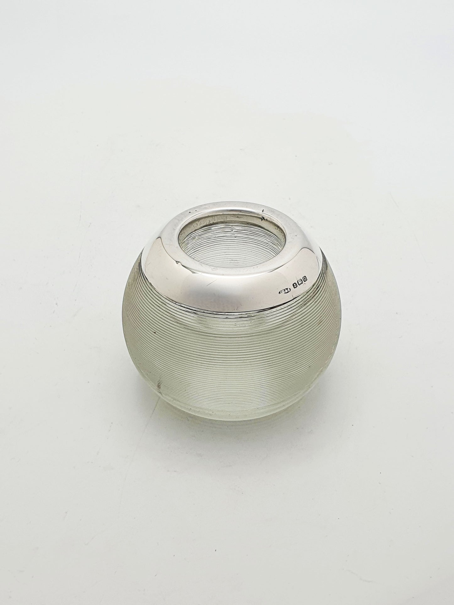 Nice Large Antique George V Sterling Silver & Textured Glass Match Striker - 1913