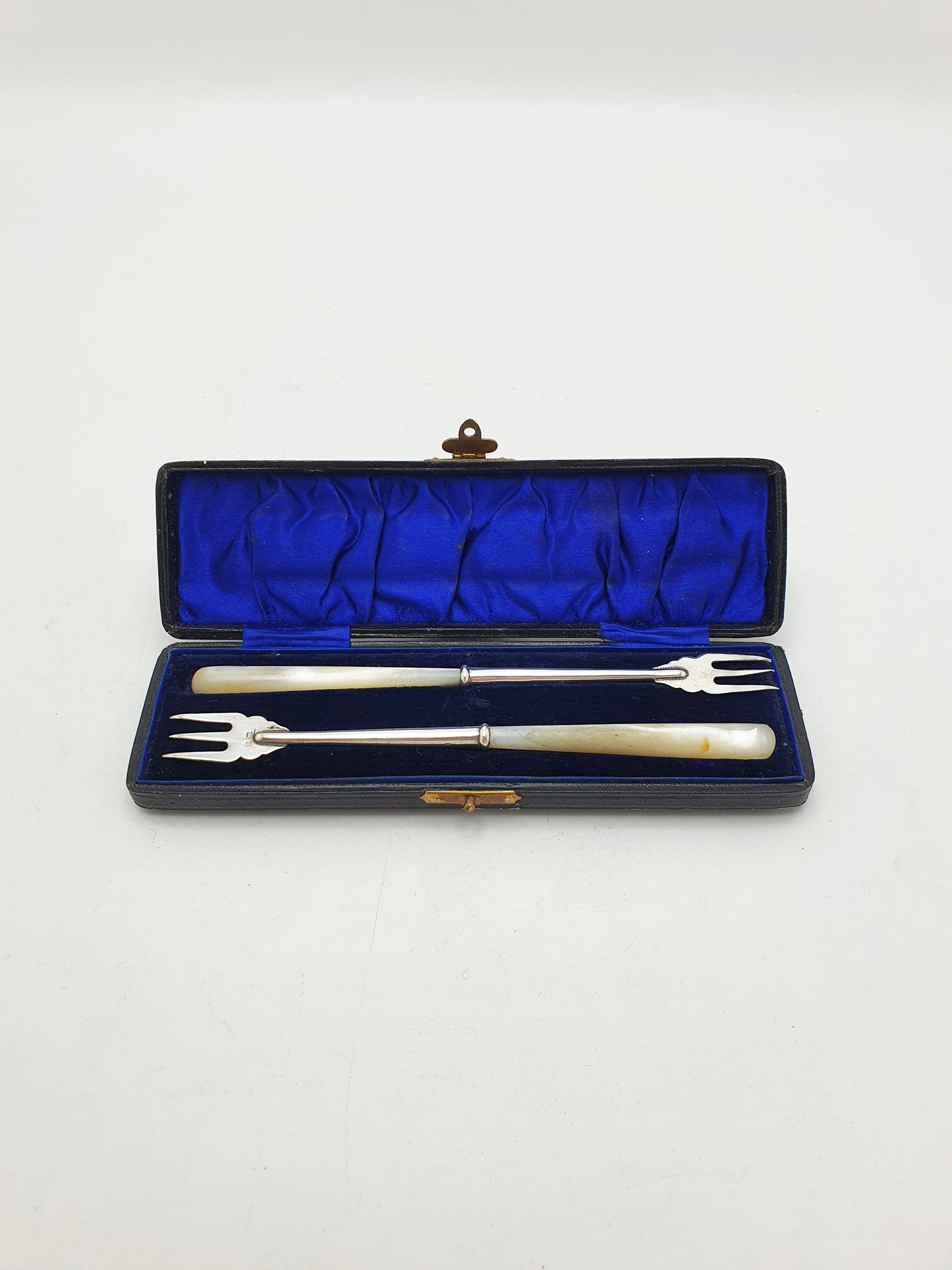 Antique Edwardian Sterling Silver And Mother-Of-Pearl Pickle Forks - 1908