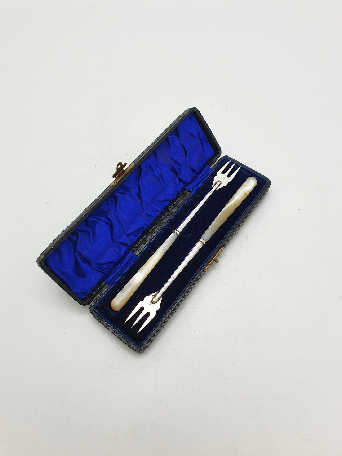 Antique Edwardian Sterling Silver And Mother-Of-Pearl Pickle Forks - 1908