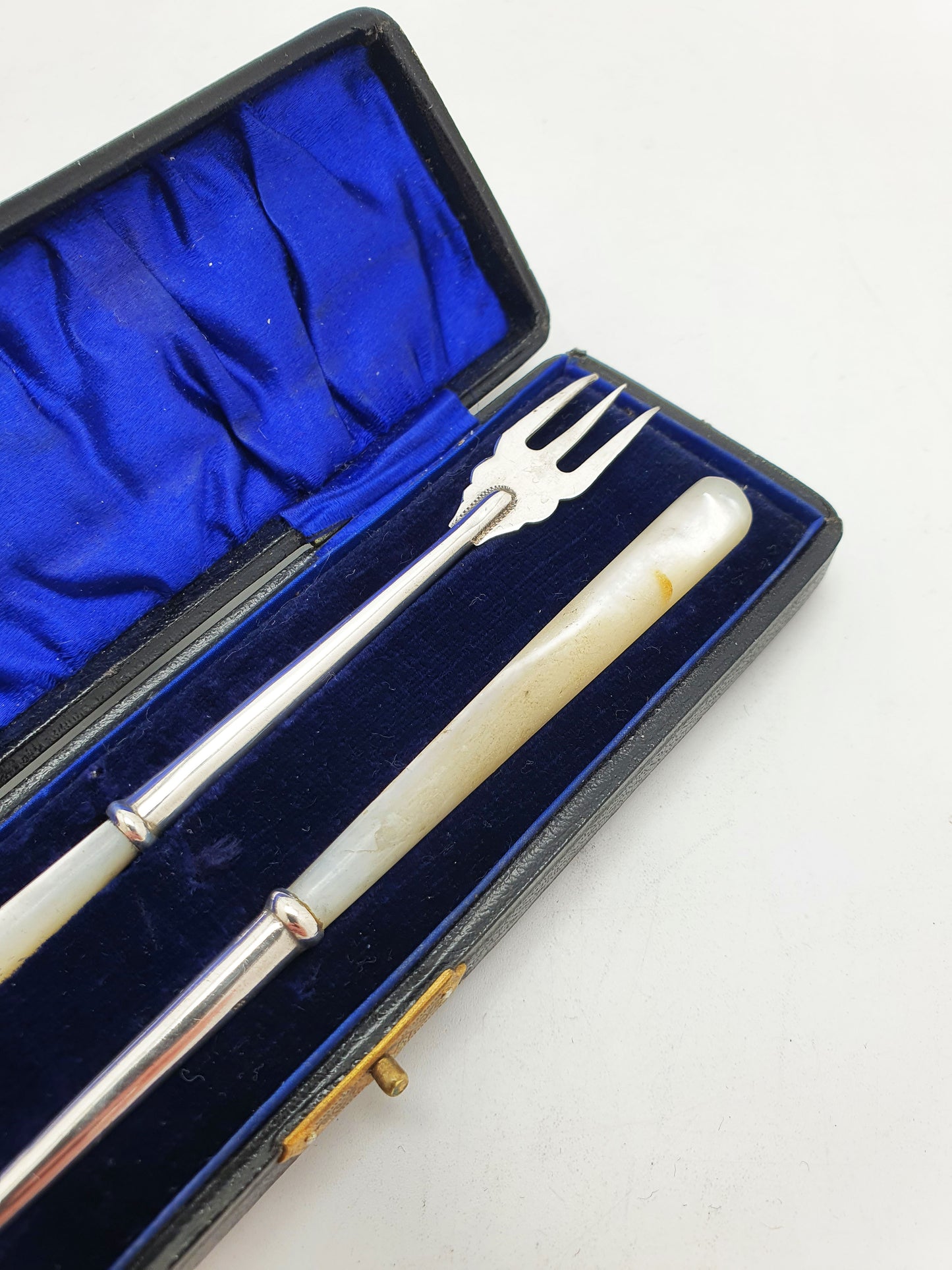 Antique Edwardian Sterling Silver And Mother-Of-Pearl Pickle Forks - 1908