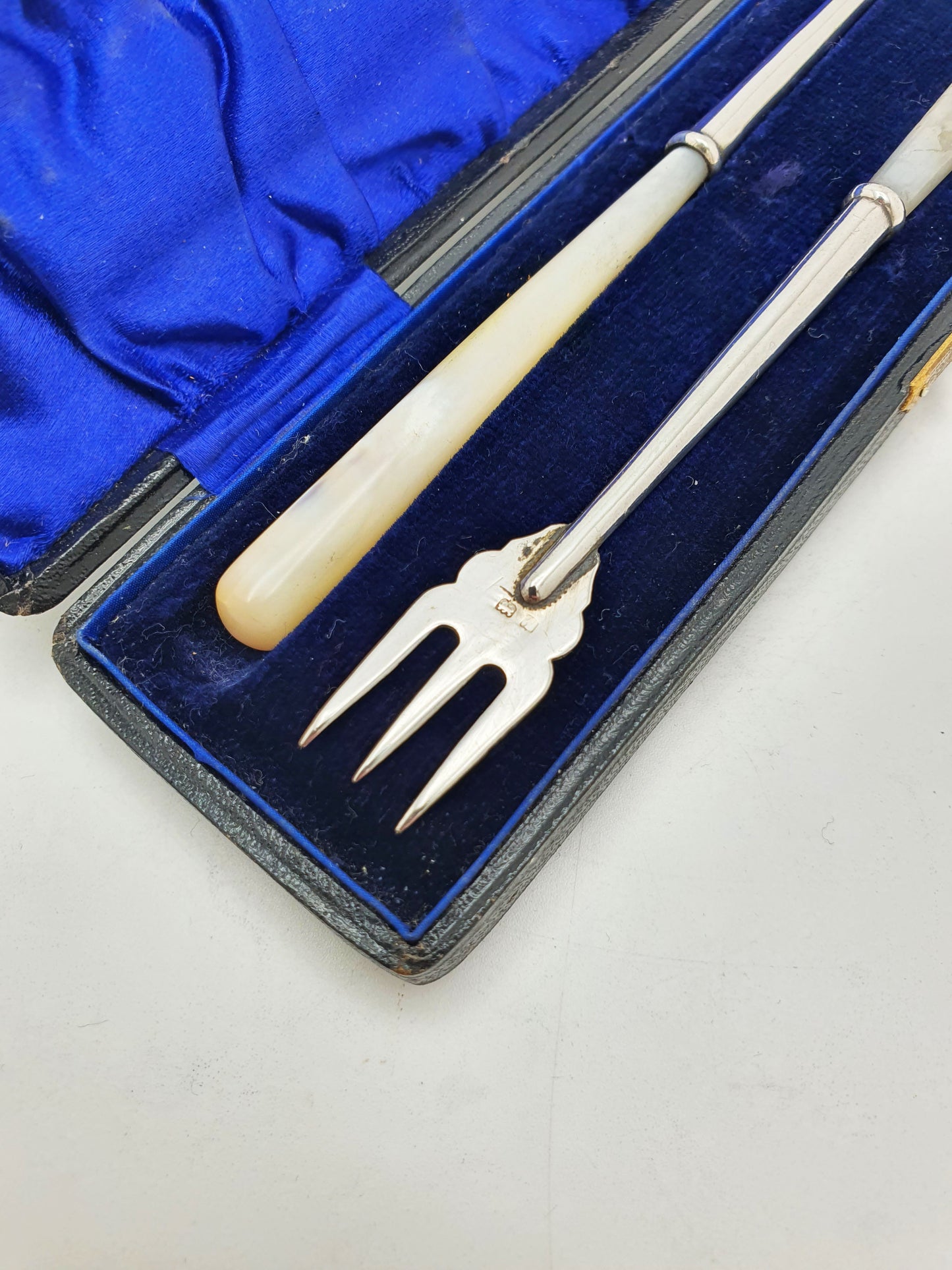 Antique Edwardian Sterling Silver And Mother-Of-Pearl Pickle Forks - 1908
