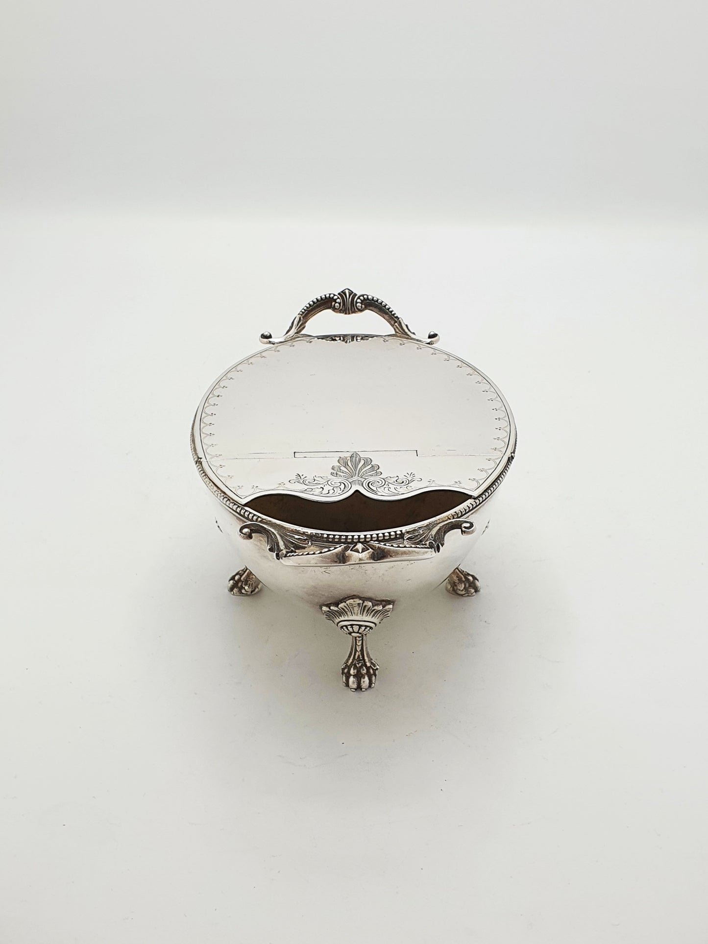 Ornate Antique Victorian Spoon Warmer with Lions Paw Feet – circa 1880