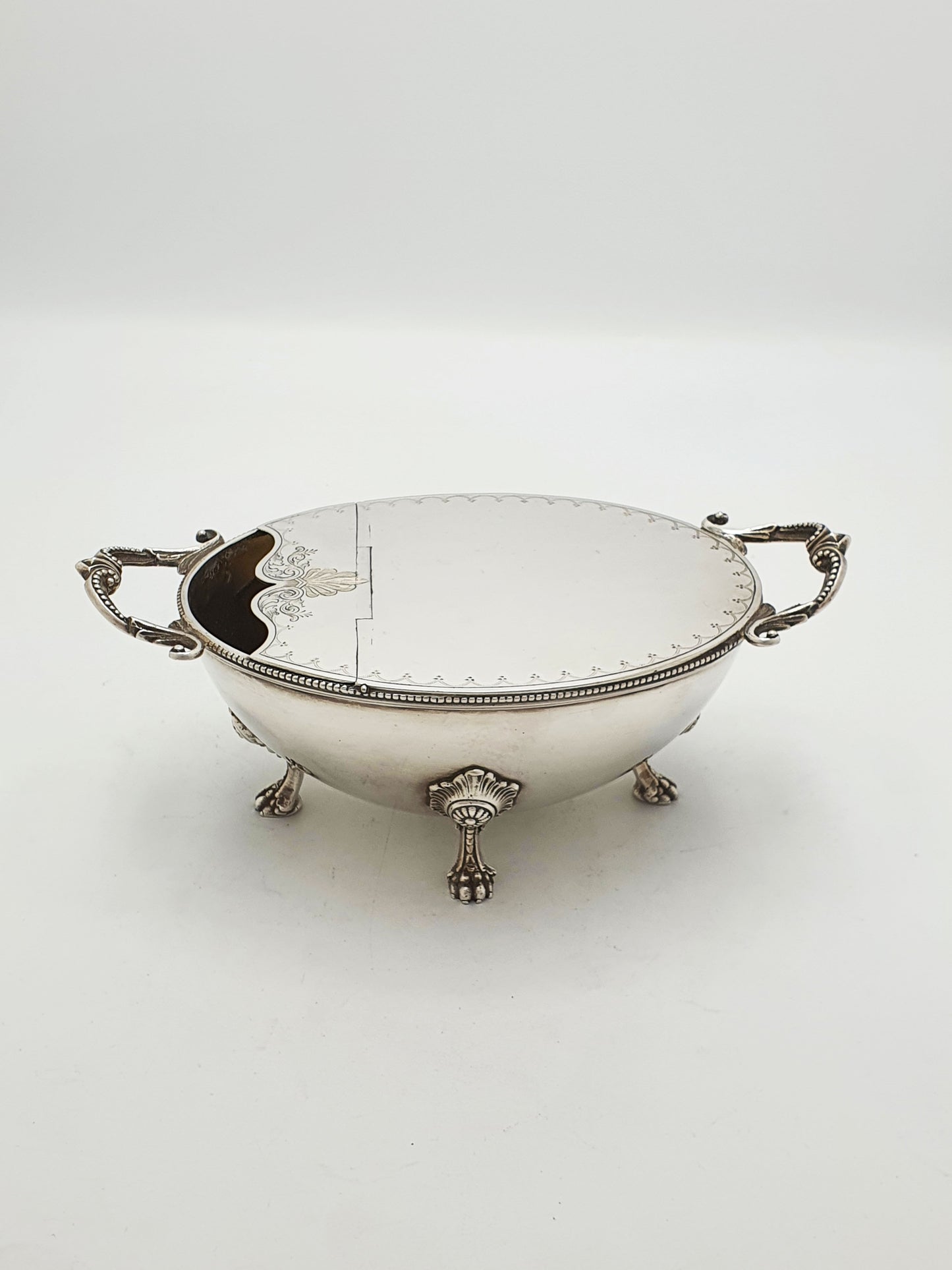 Ornate Antique Victorian Spoon Warmer with Lions Paw Feet – circa 1880