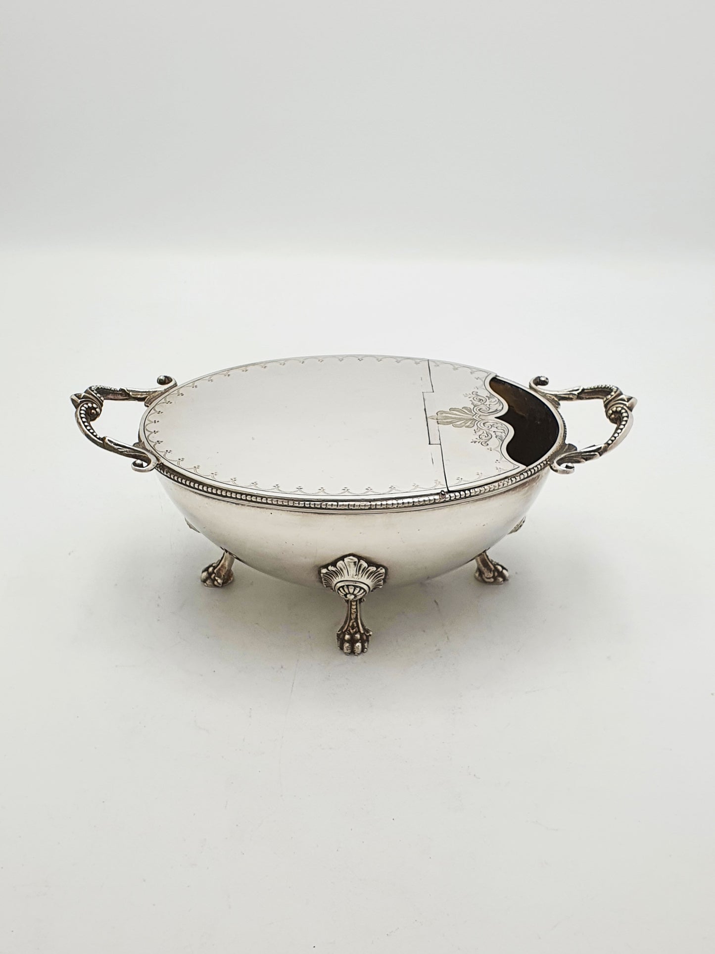 Ornate Antique Victorian Spoon Warmer with Lions Paw Feet – circa 1880