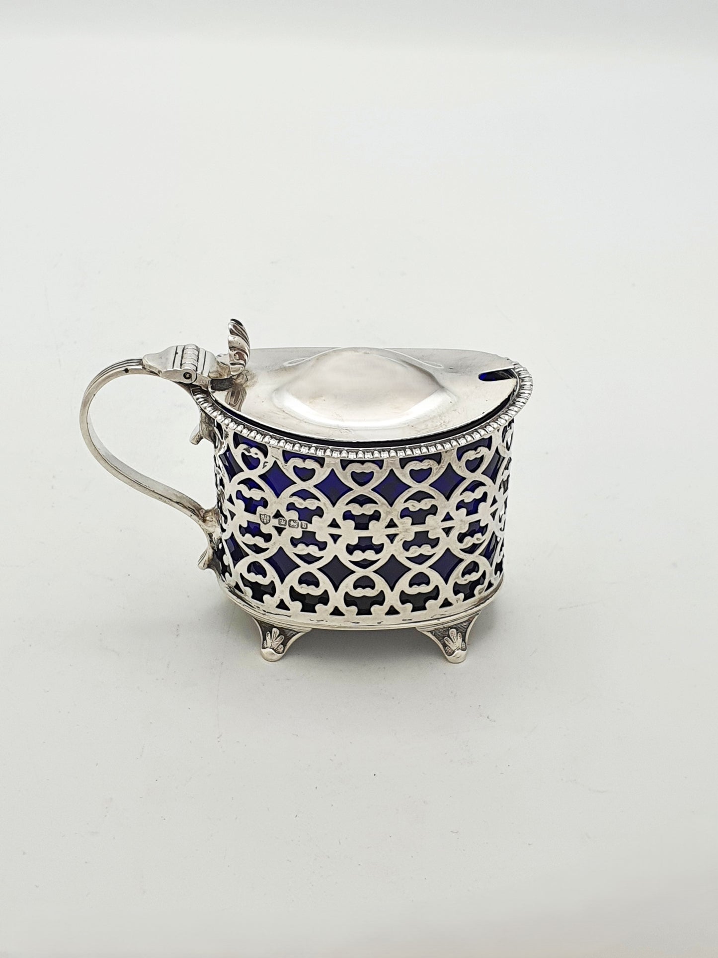 Lovely Antique Victorian Sterling Silver Pierced Mustard Pot - 1900