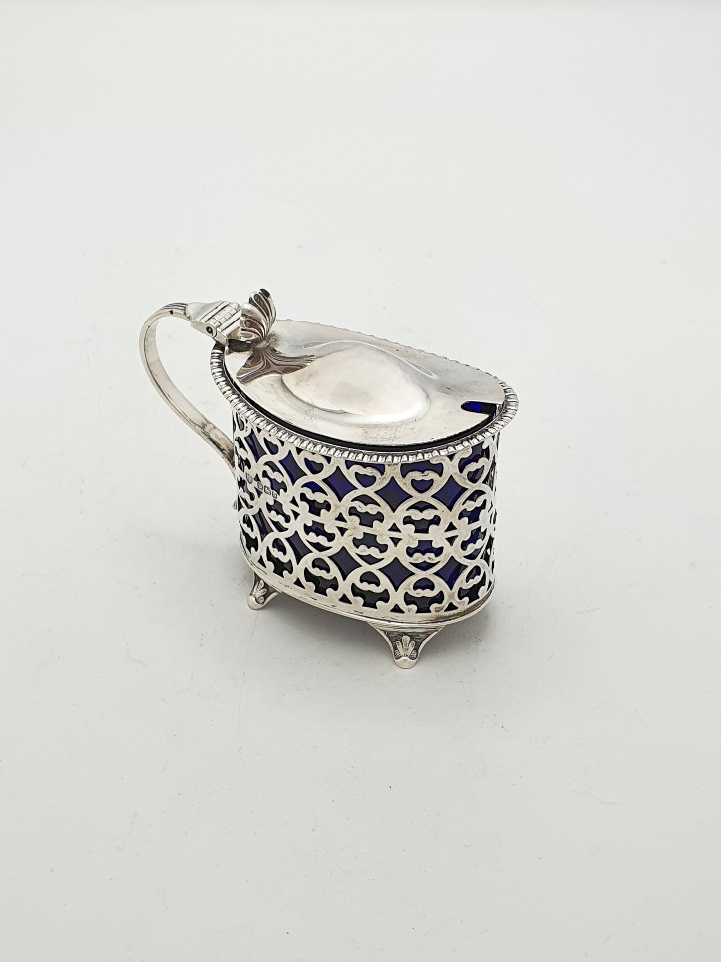 Lovely Antique Victorian Sterling Silver Pierced Mustard Pot - 1900