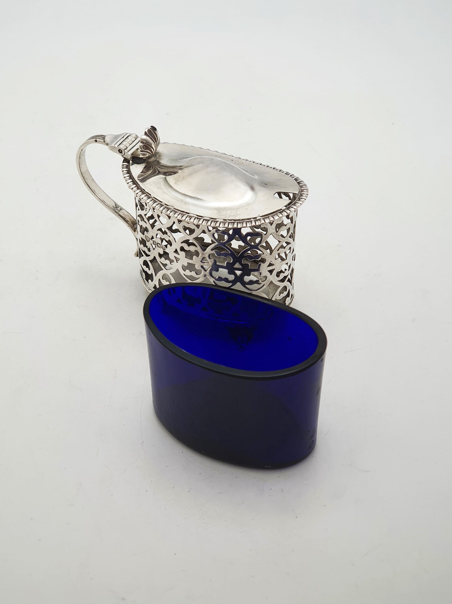 Lovely Antique Victorian Sterling Silver Pierced Mustard Pot - 1900