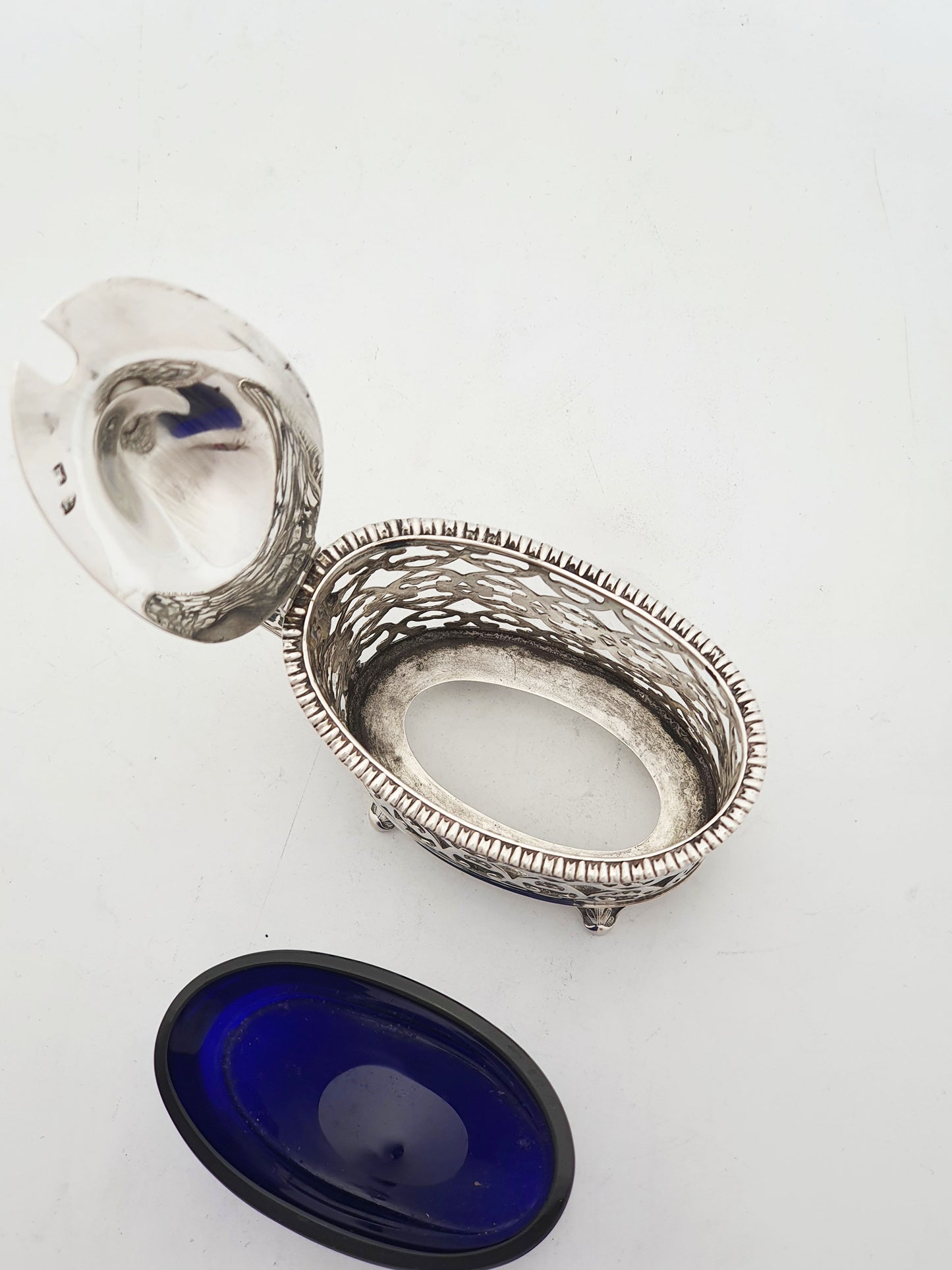 Lovely Antique Victorian Sterling Silver Pierced Mustard Pot - 1900