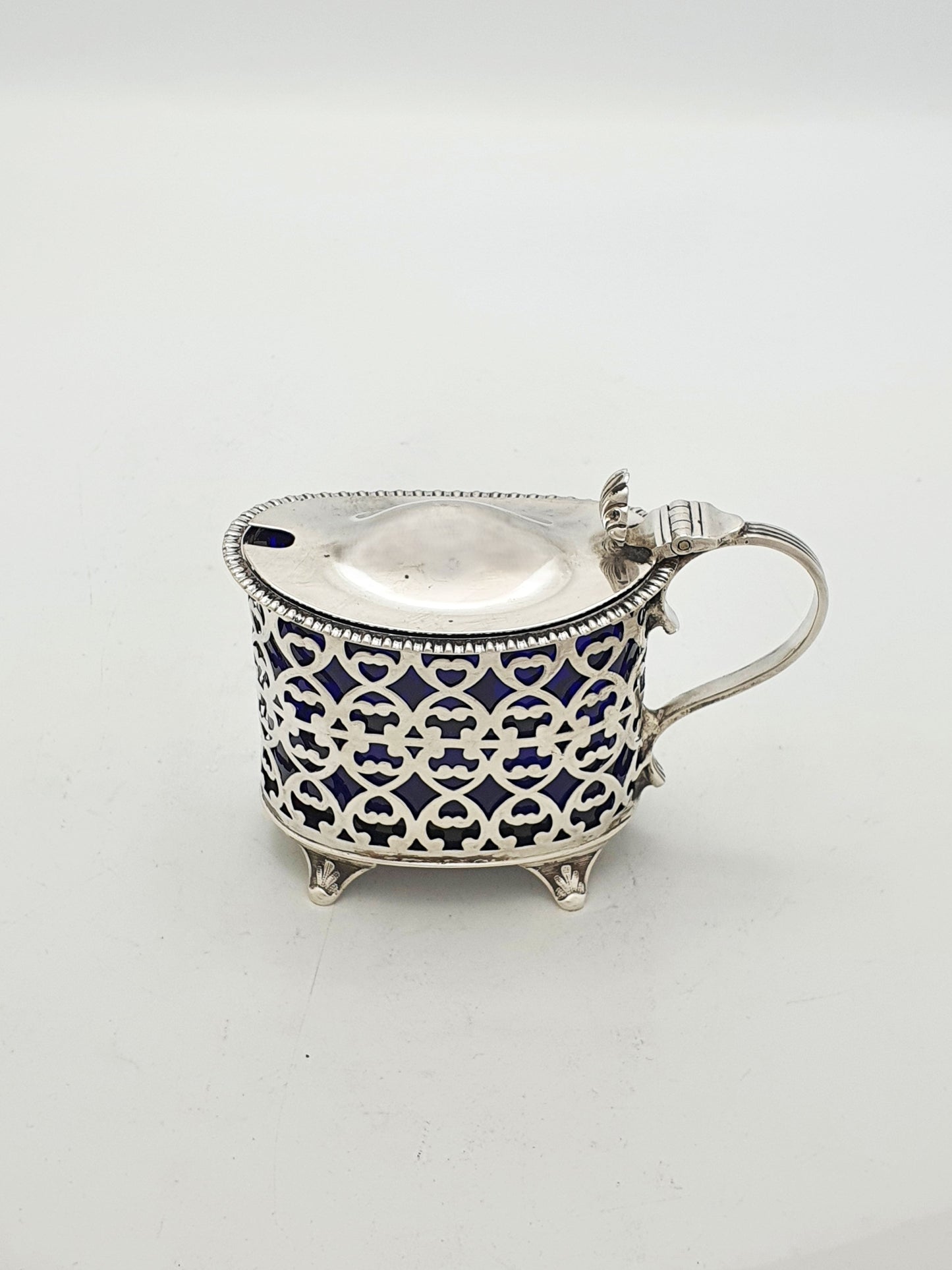Lovely Antique Victorian Sterling Silver Pierced Mustard Pot - 1900