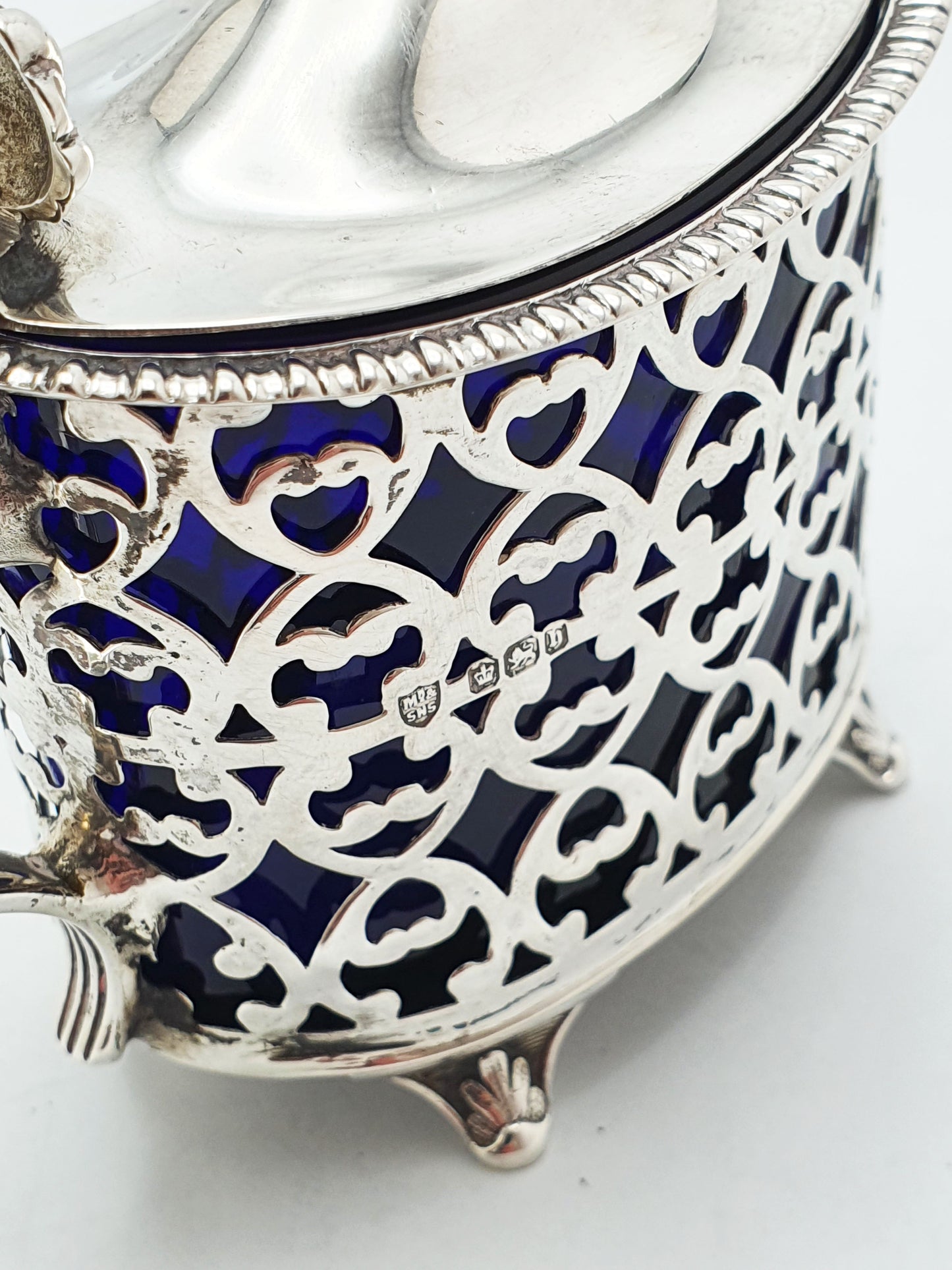Lovely Antique Victorian Sterling Silver Pierced Mustard Pot - 1900