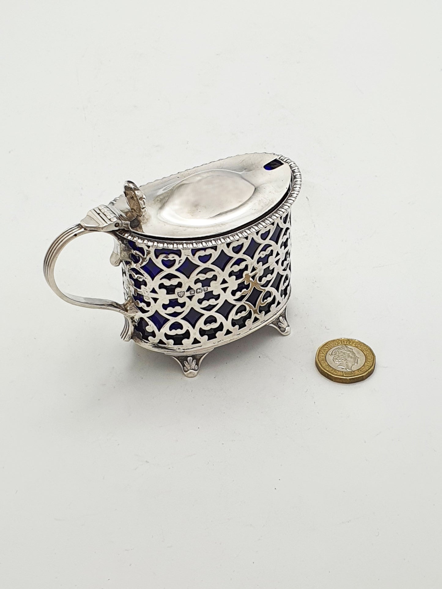 Lovely Antique Victorian Sterling Silver Pierced Mustard Pot - 1900