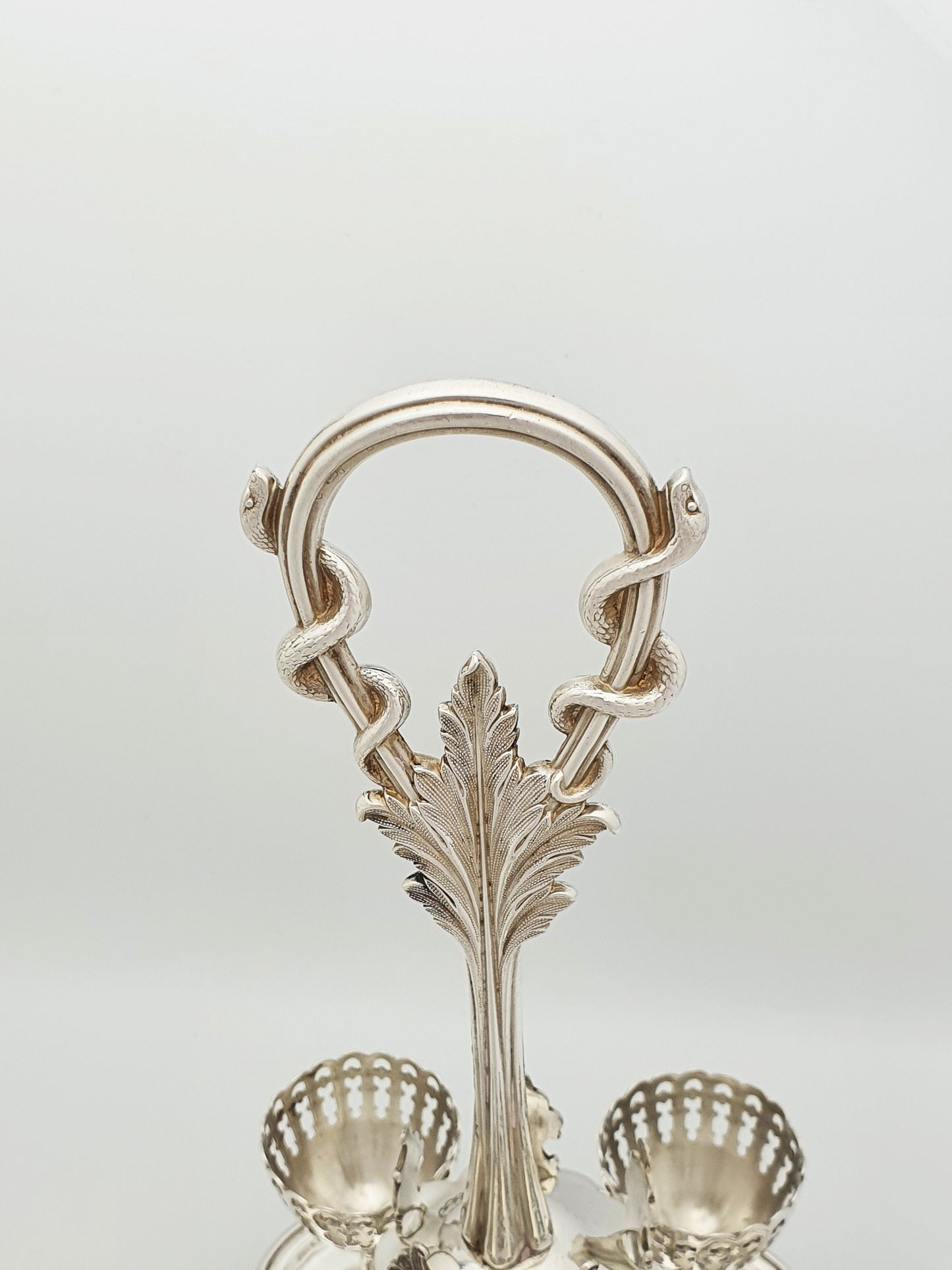 Fabulous Antique Victorian Egg Cruet Set With Serpent Handle – circa 1890