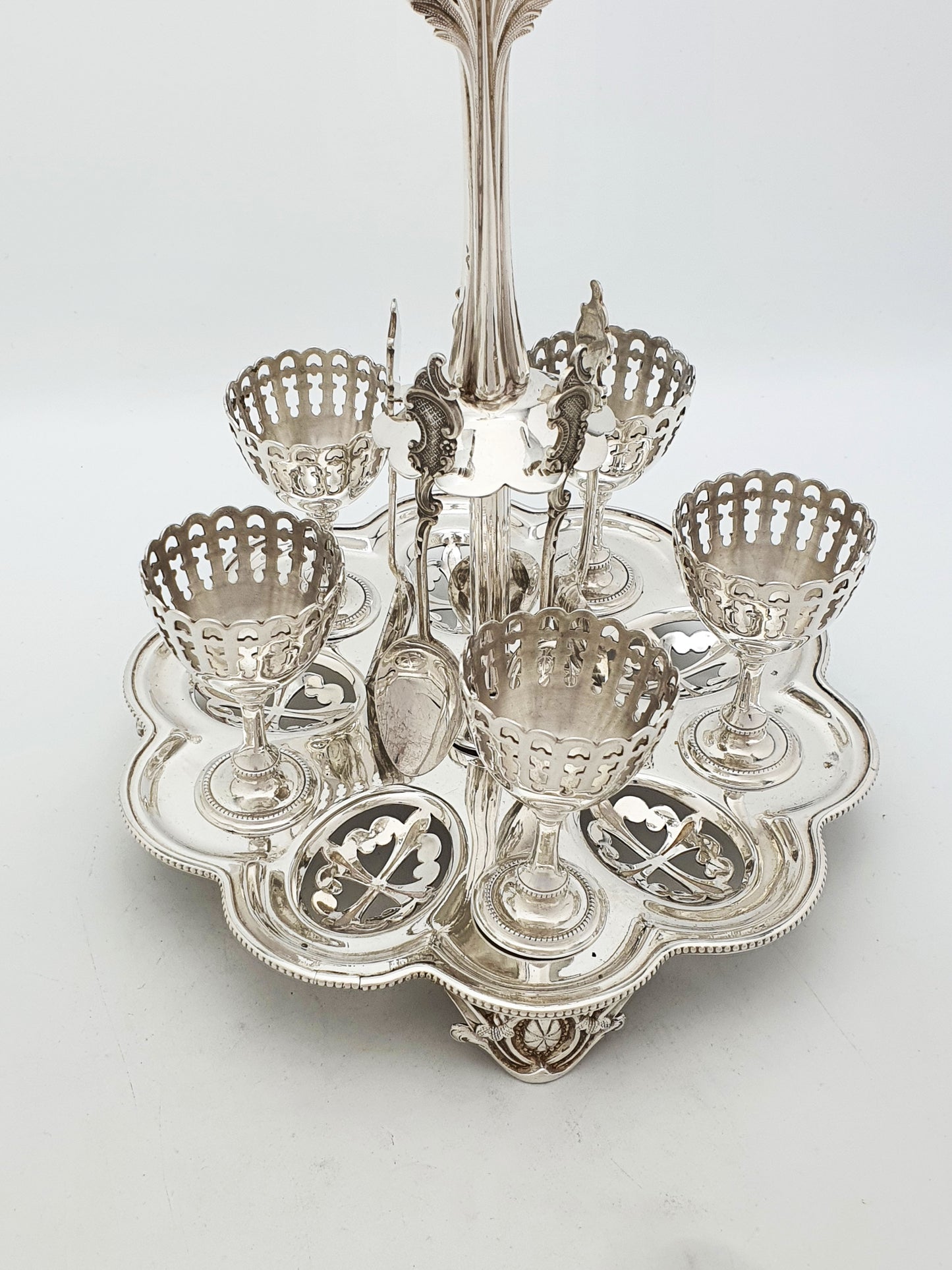 Fabulous Antique Victorian Egg Cruet Set With Serpent Handle – circa 1890