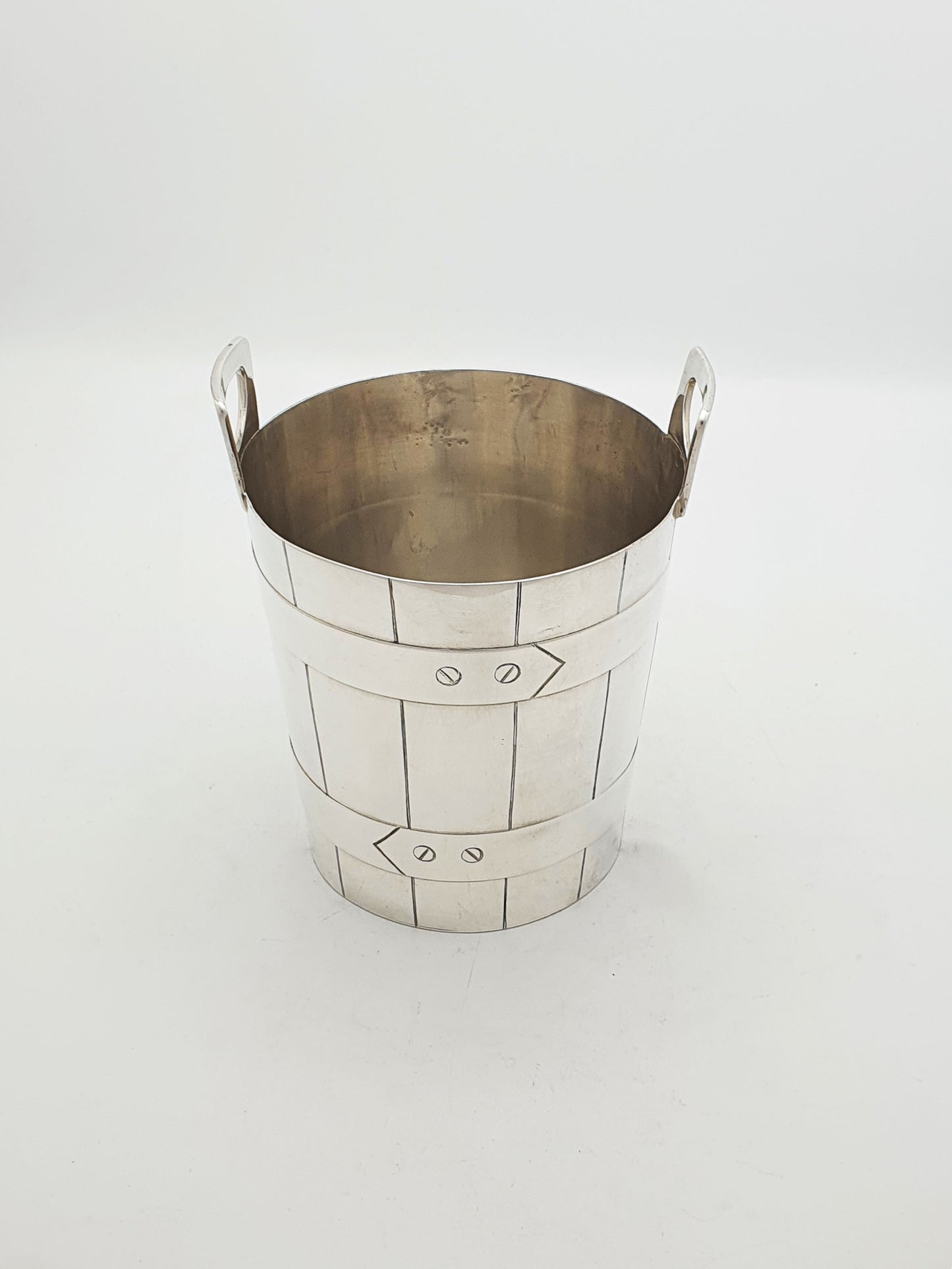 Lovely Antique Silver Plated Ice Bucket ‘Barrel’ With Claw Tongs – circa 1905